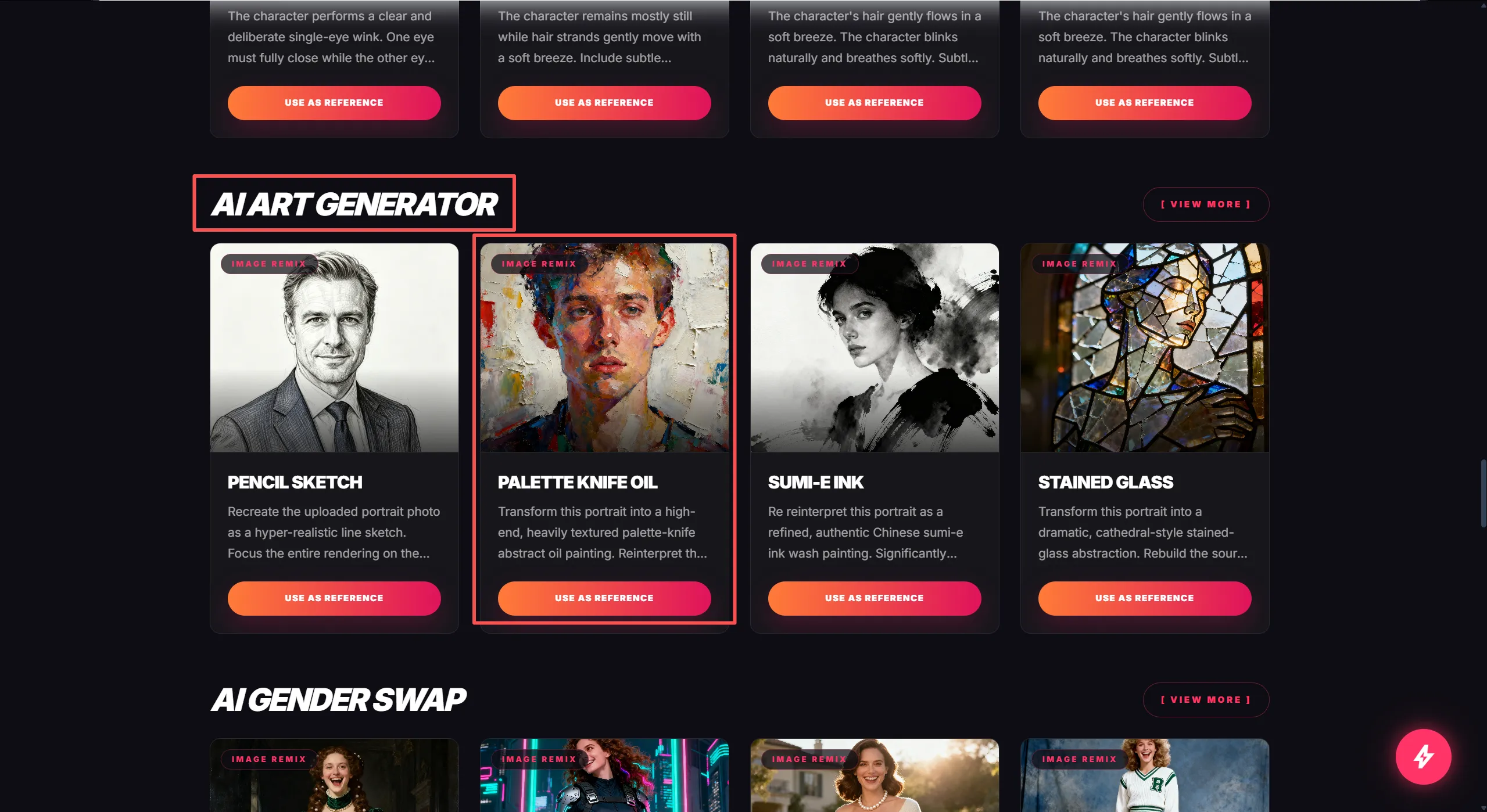AI art generator style selection showing oil painting preset option