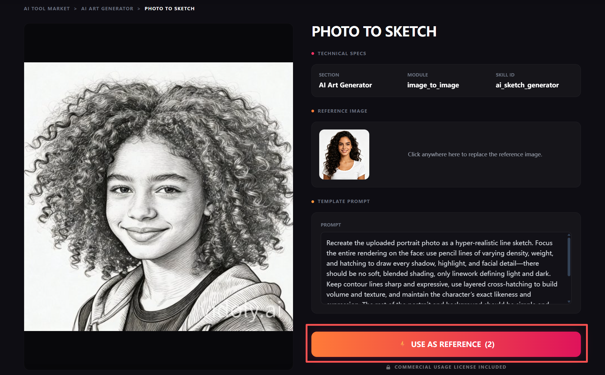 AI sketch generation progress indicator showing image processing