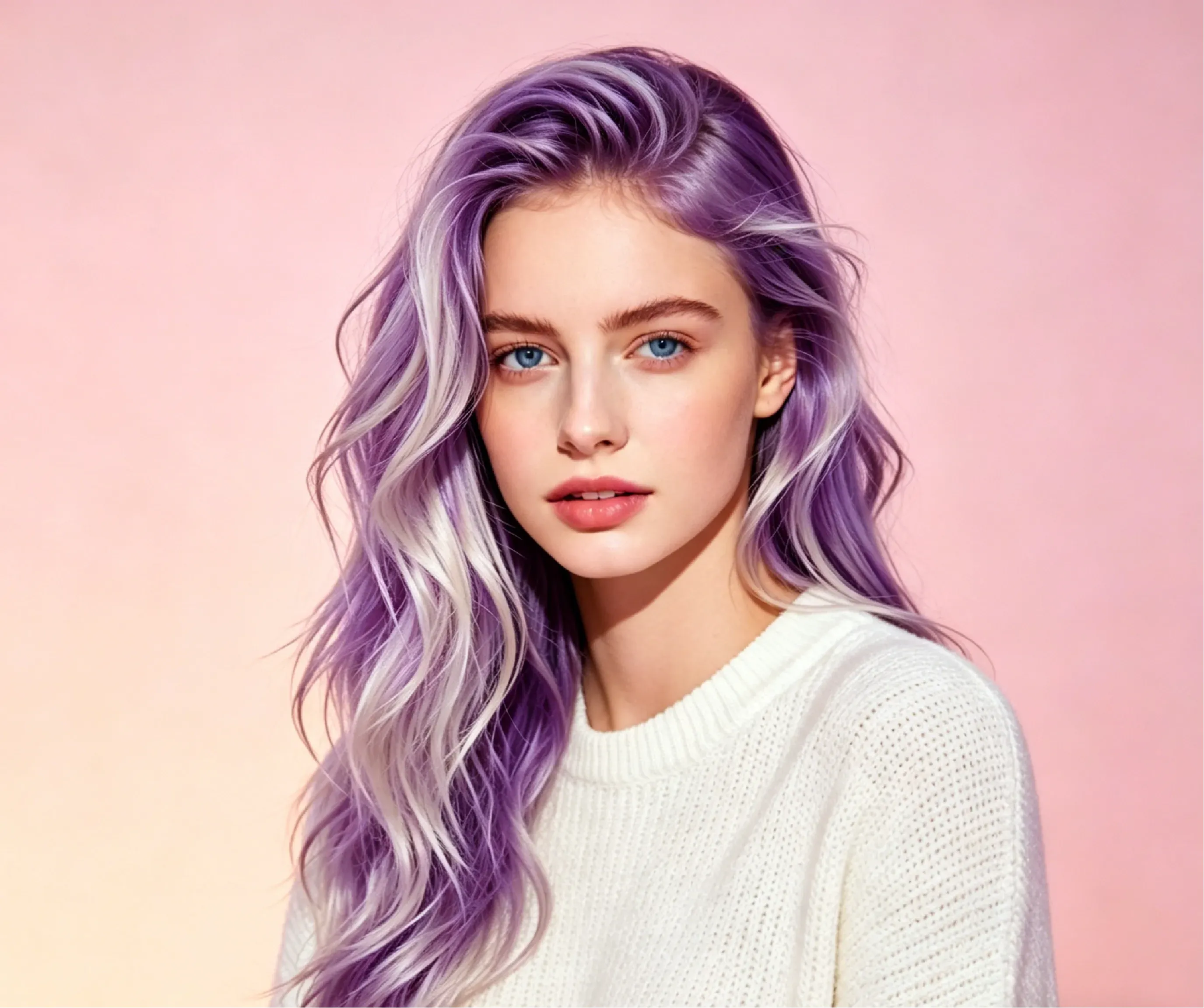 Purple and White Mixed Hair Style