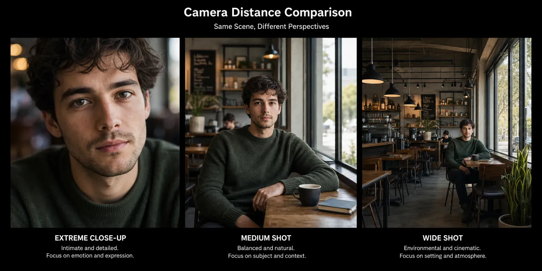 Close-Up vs Medium Shot vs Wide Shot: What Is the Difference in AI Image Prompts