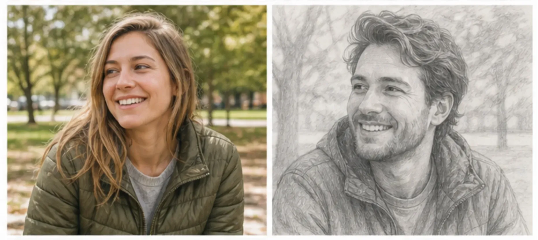AI Soulmate Sketch vs Manual Portrait Drawing