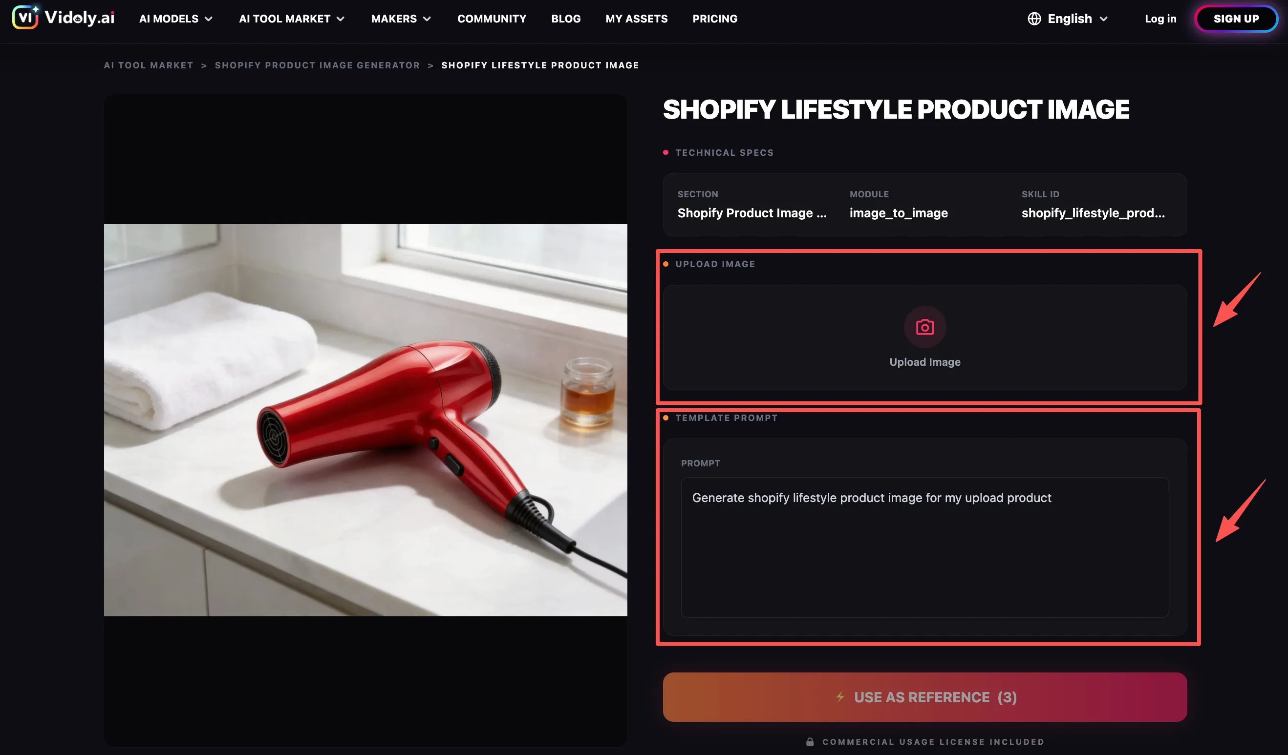 Uploading a product photo into the Shopify Product Image Generator for AI product photography