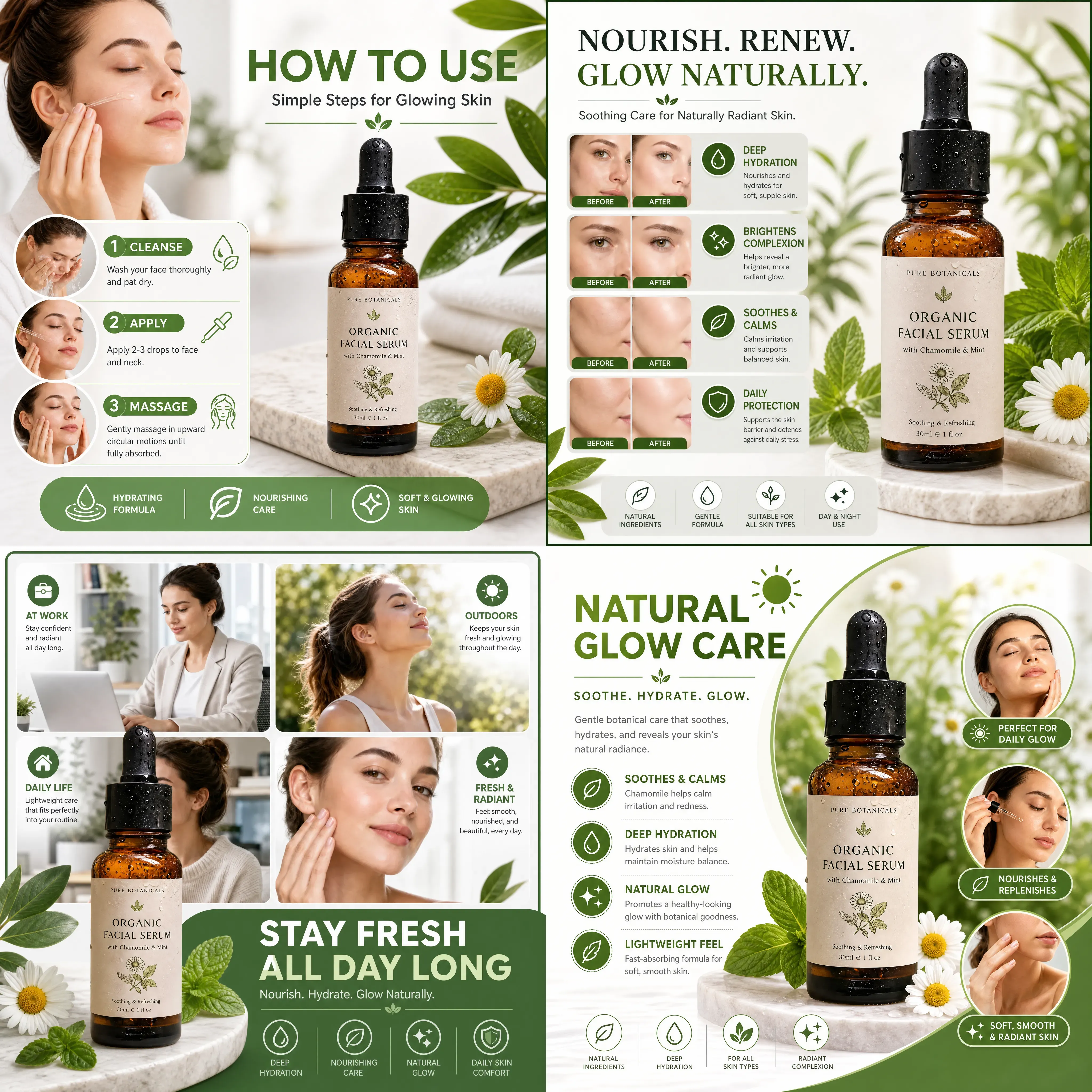 Beauty and skincare product image examples for Amazon including serum bottles and perfumes