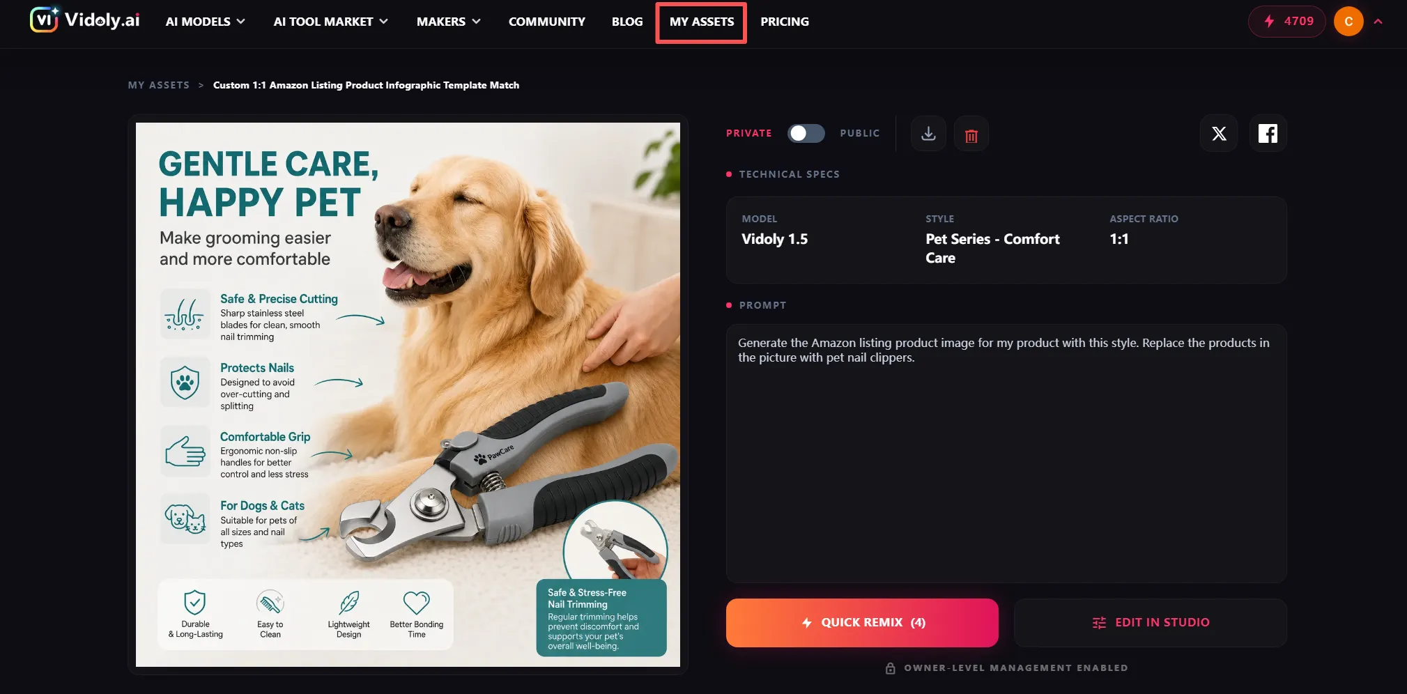 View and download AI-generated Amazon product images from My Assets