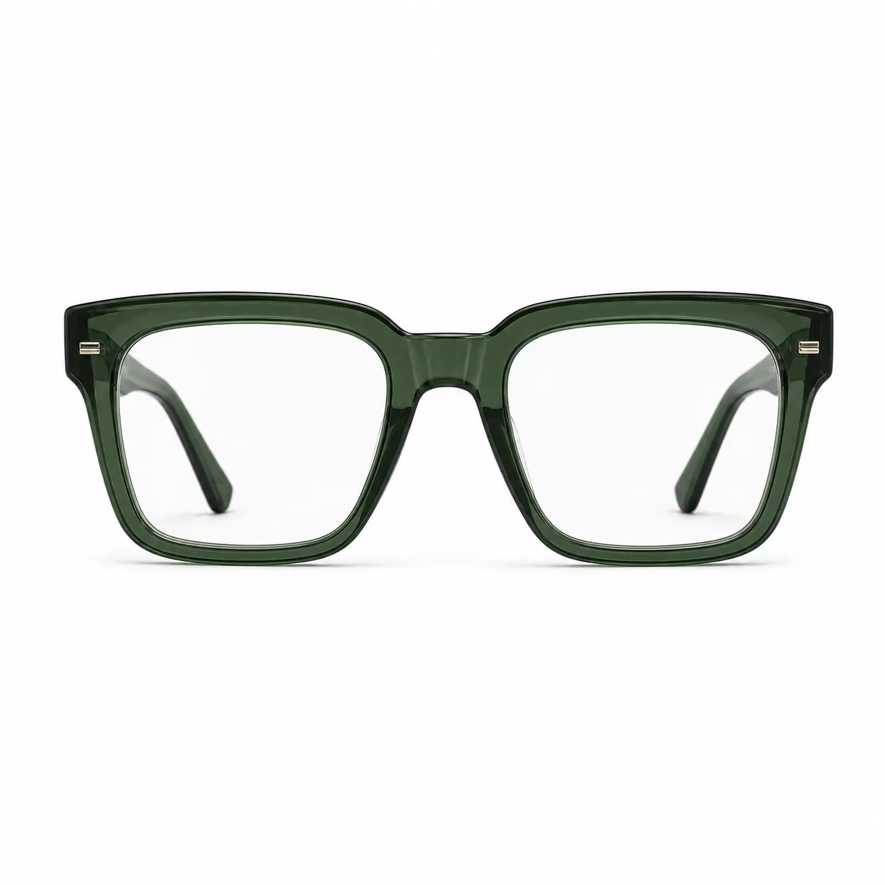 Green translucent square optical glasses for AI try on