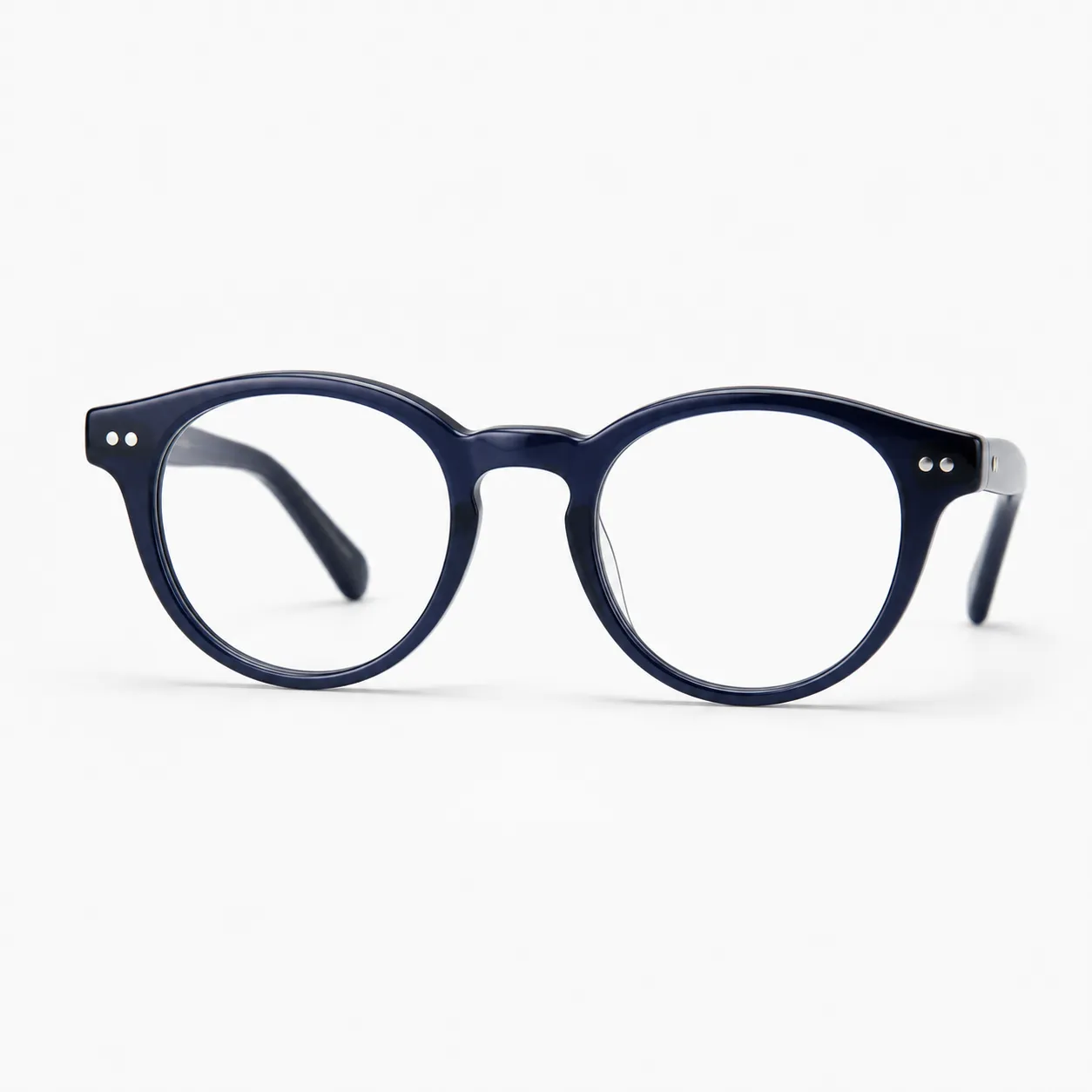 Navy round acetate optical glasses for glasses try on