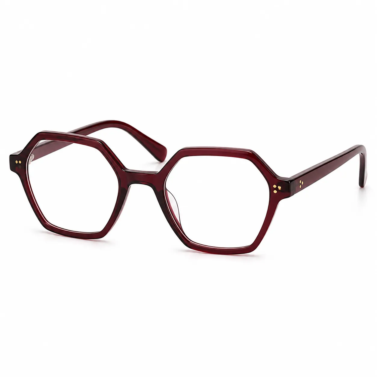 Burgundy hexagon optical glasses for AI virtual try on