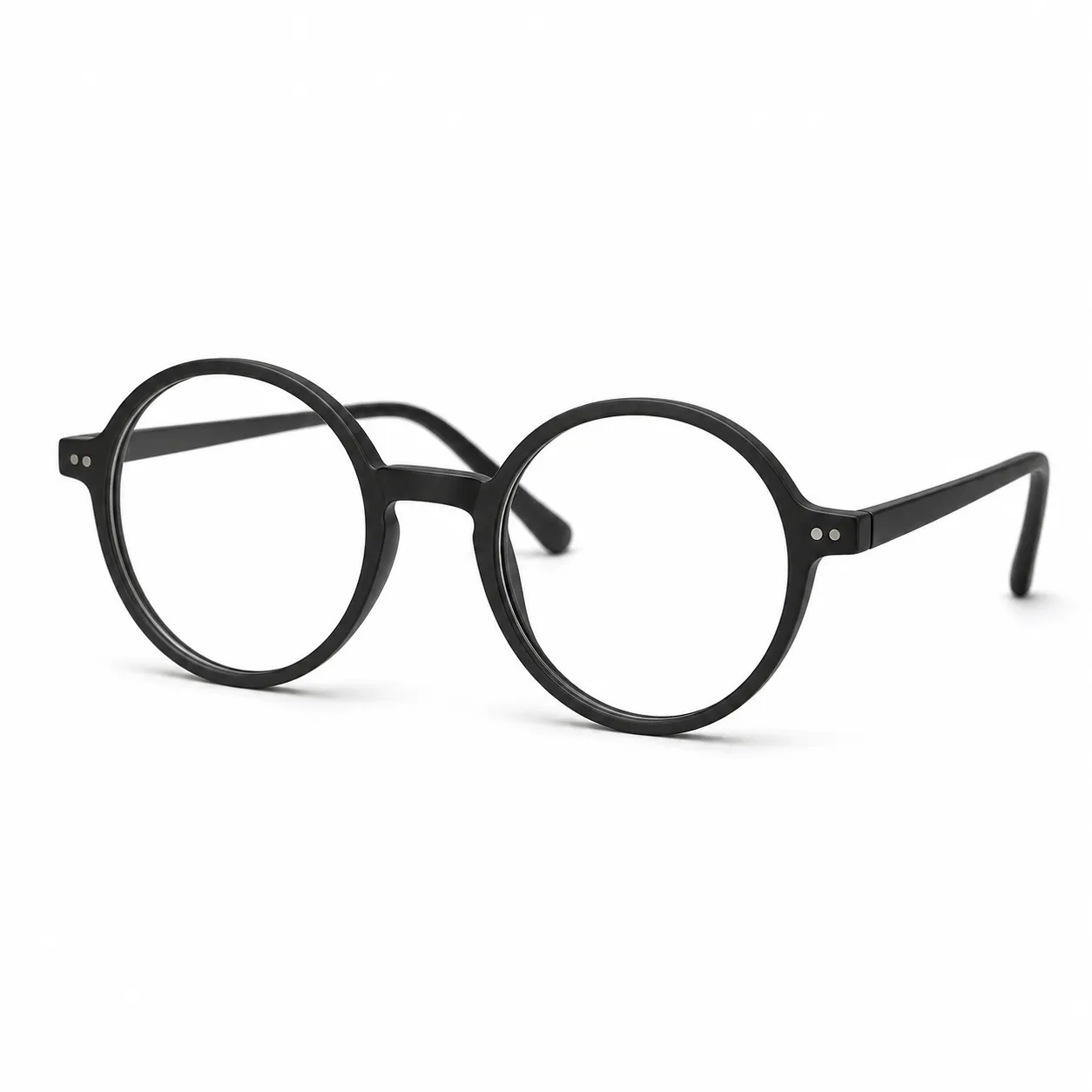 Matte black round optical glasses for try on image