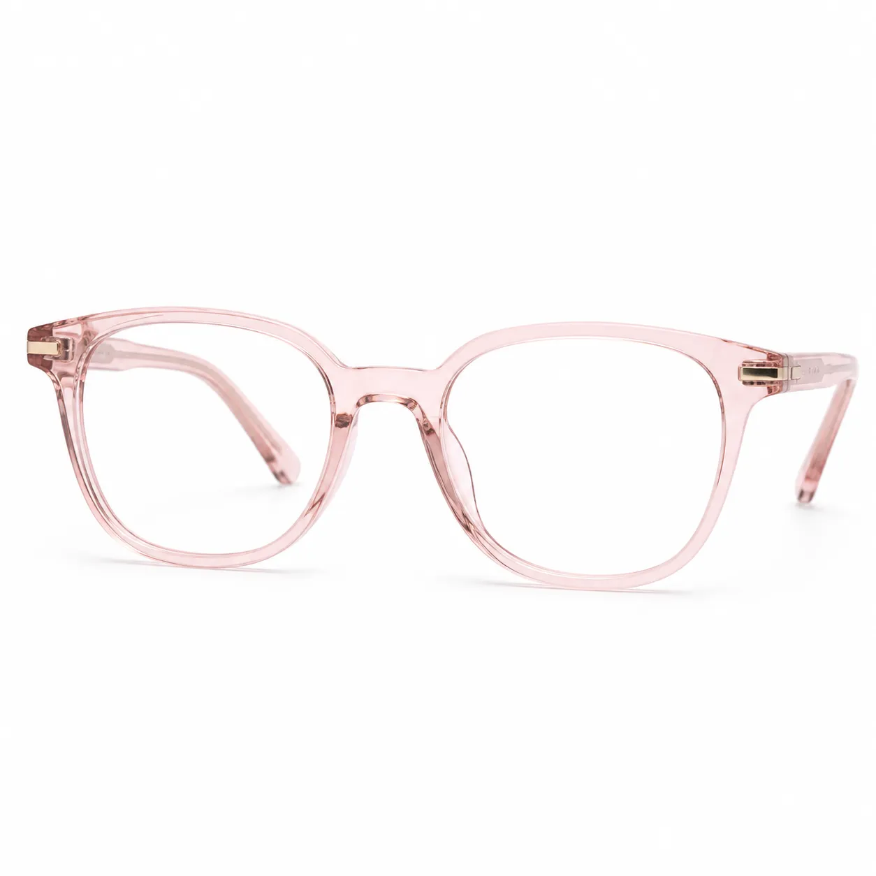Clear pink rounded square optical glasses for glasses try on