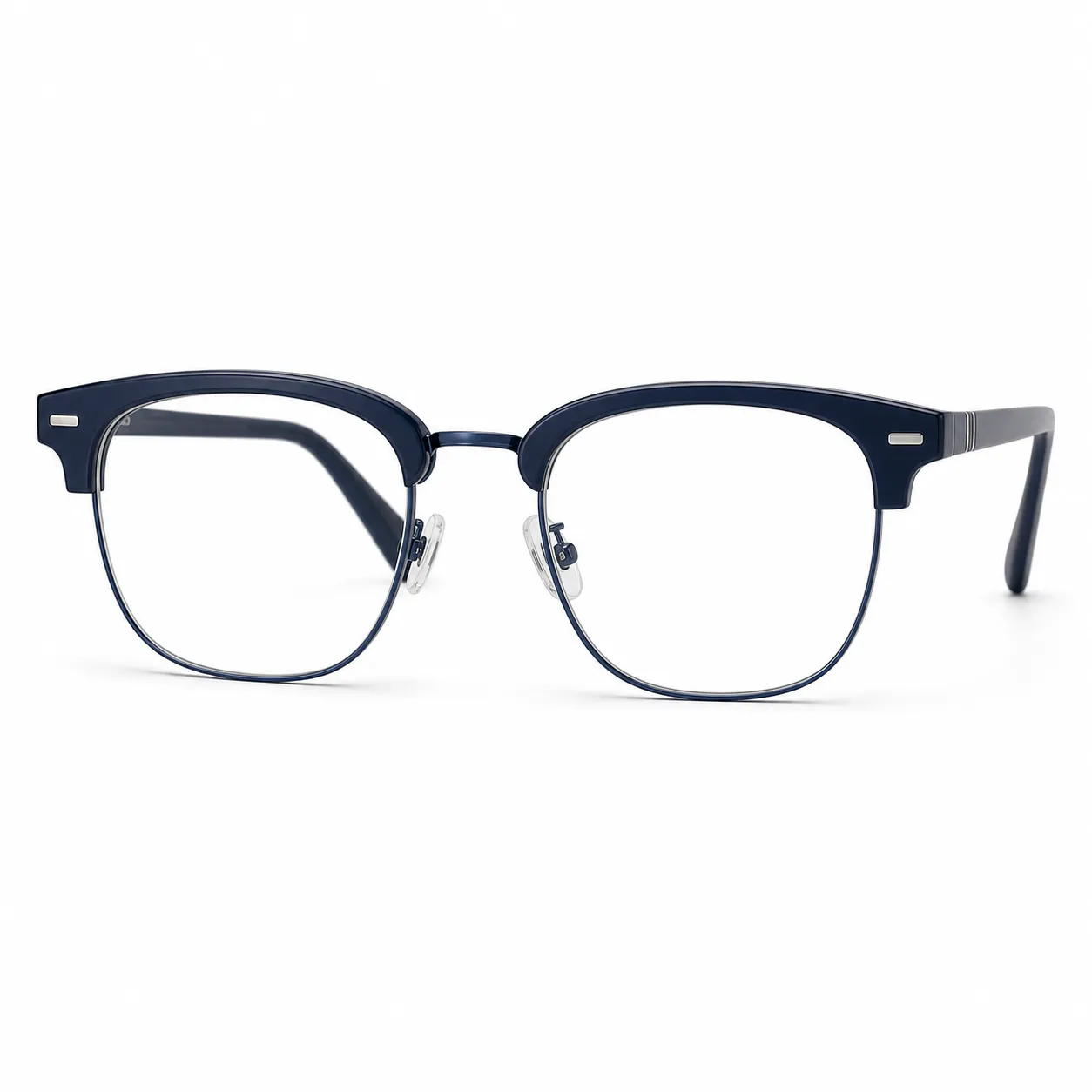 Blue metal browline optical glasses for AI virtual try on