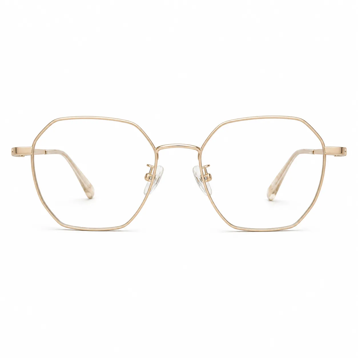 Champagne gold polygon optical glasses for virtual try on