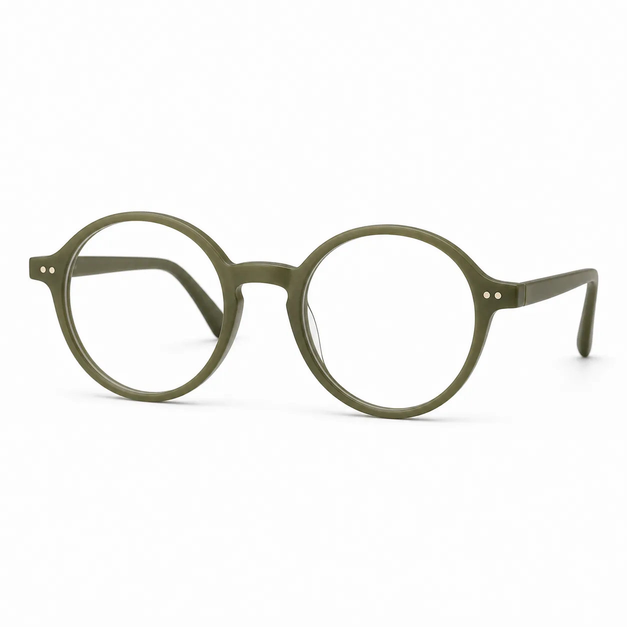 Olive green round optical glasses for AI glasses try on