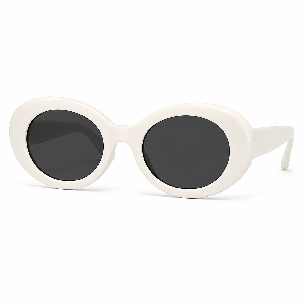 White chunky oval sunglasses for sunglasses try on