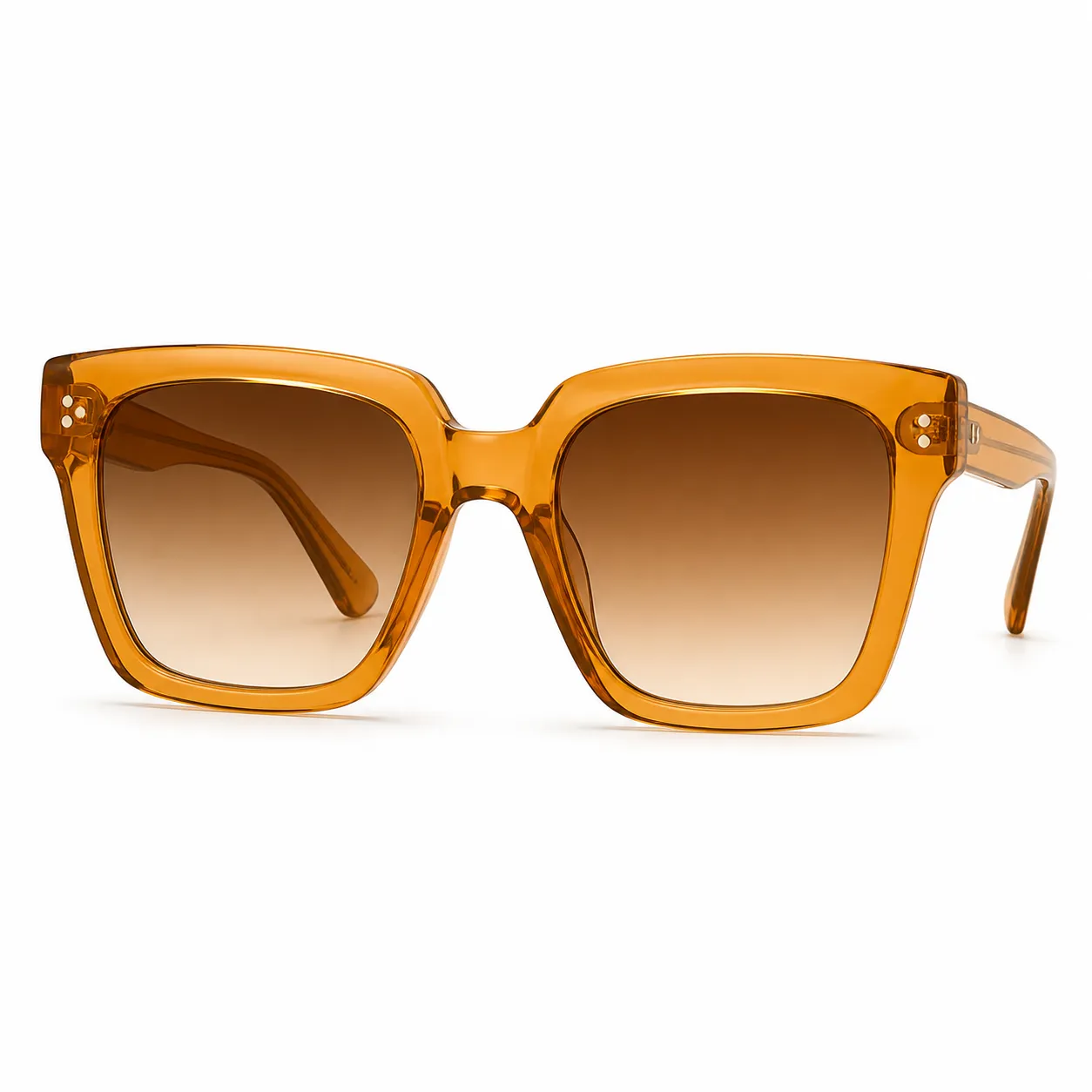 Transparent amber square sunglasses for virtual try on