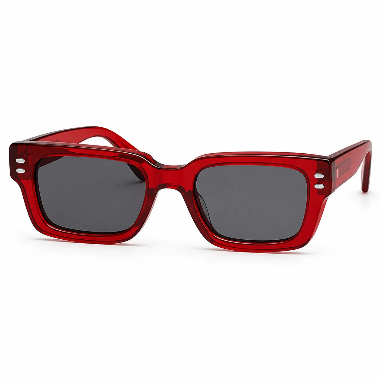 Red translucent rectangular sunglasses for virtual try on