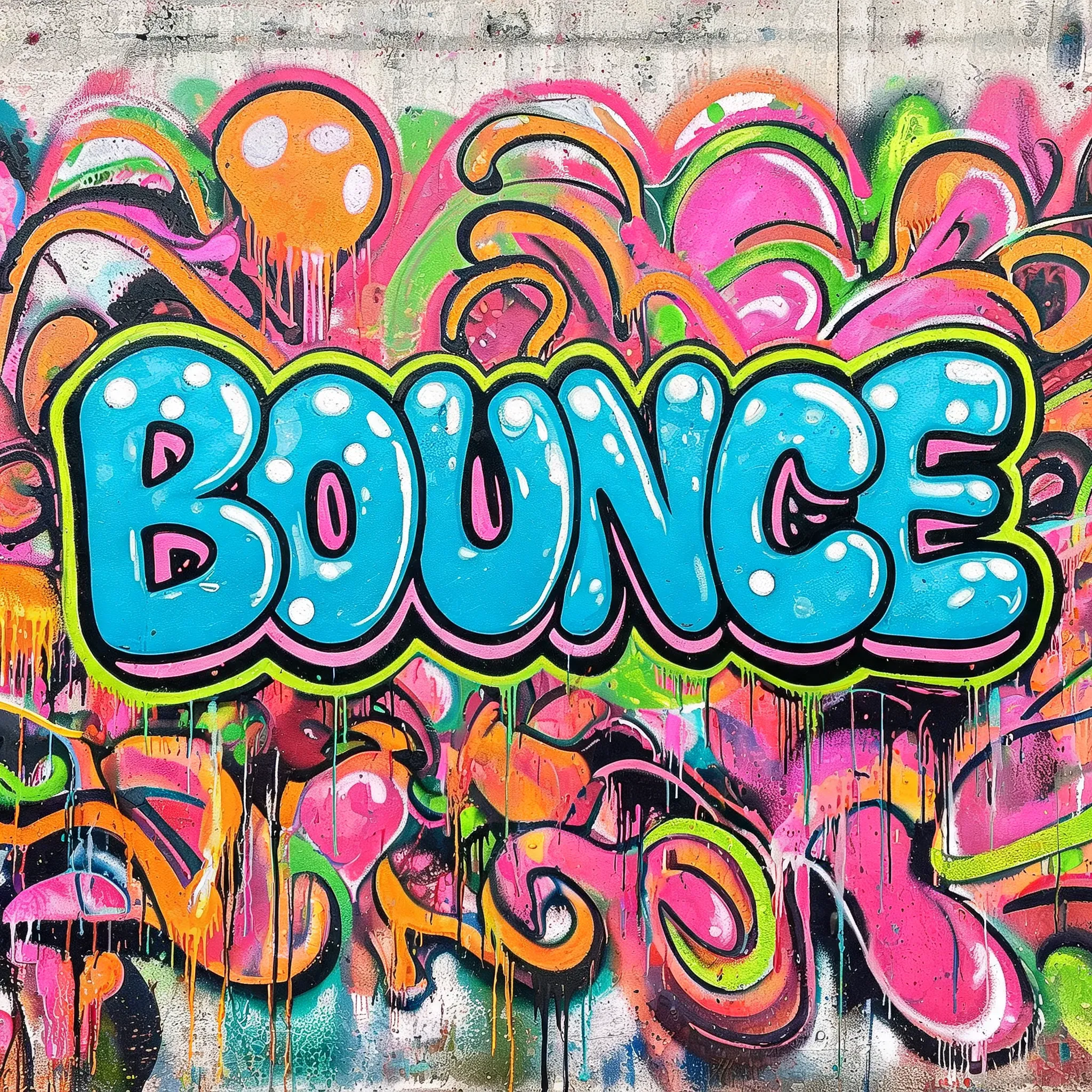 Examples created with Vidoly AI Graffiti Generator across multiple text prompts including classic Bubble Letters graffiti with thick black outlines
