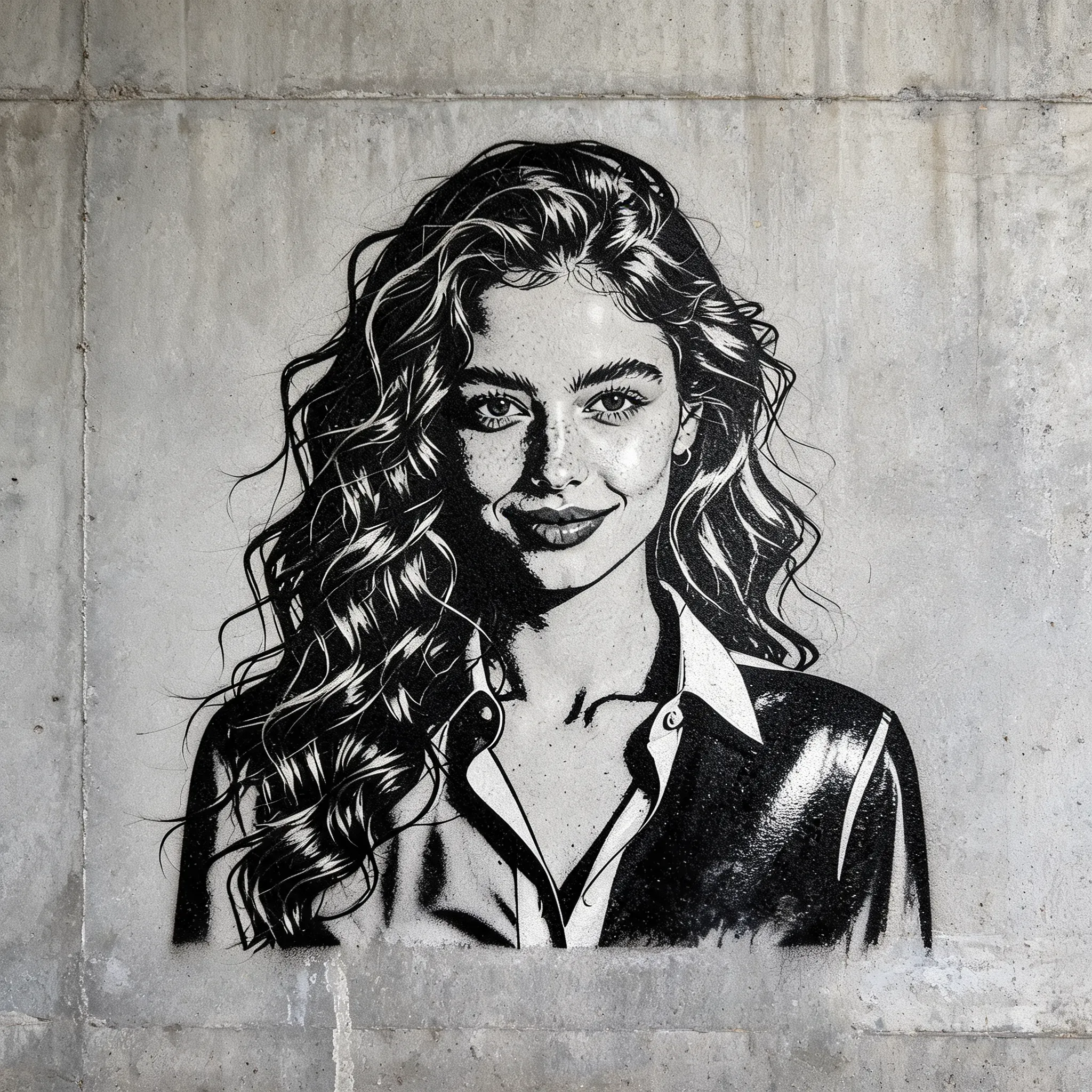 Examples created with Vidoly AI Graffiti Generator across multiple image-to-image inputs including portrait photo conversion into stencil art