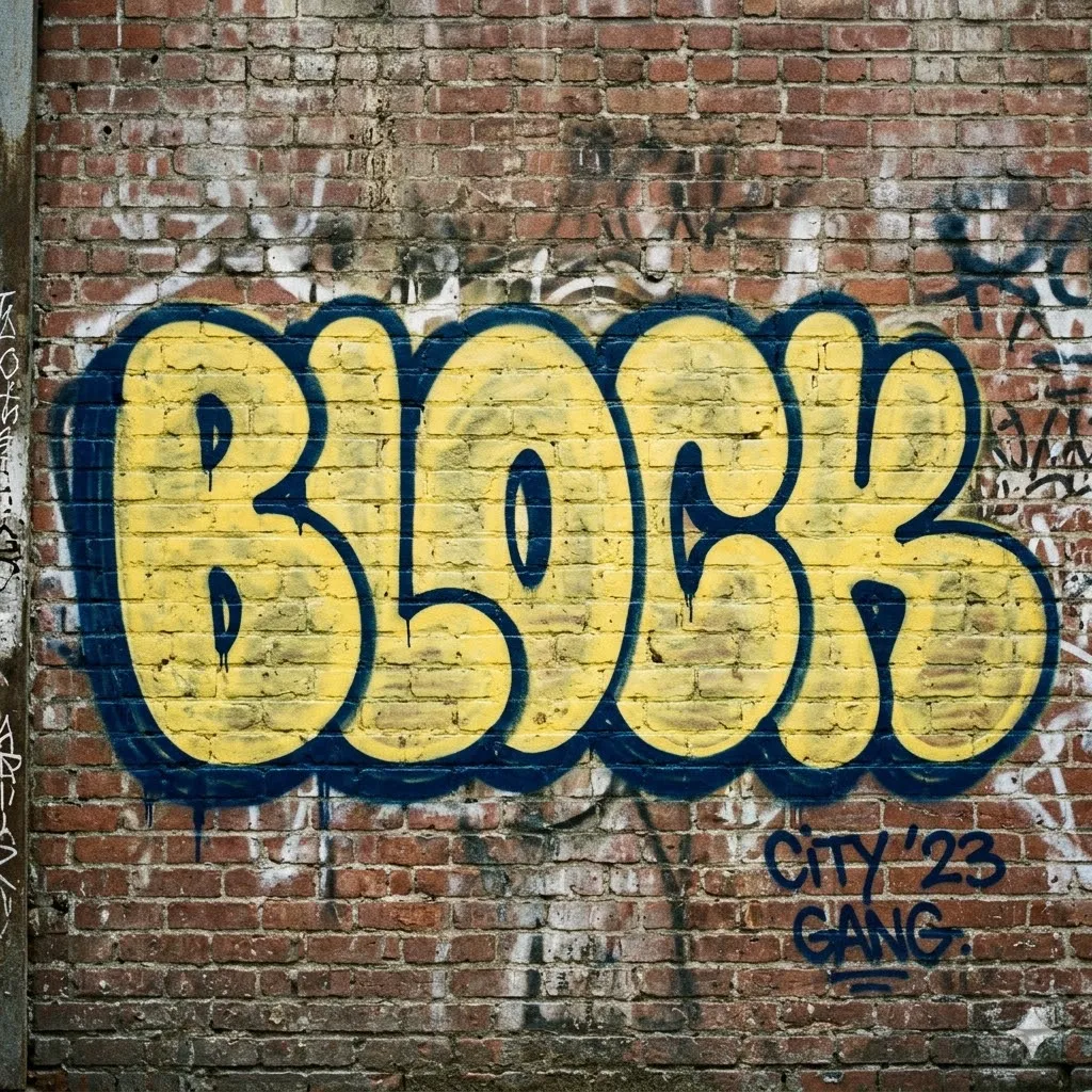 Examples created with Google Gemini across multiple text prompts including minimalist Throw-Up graffiti lettering on a brick surface