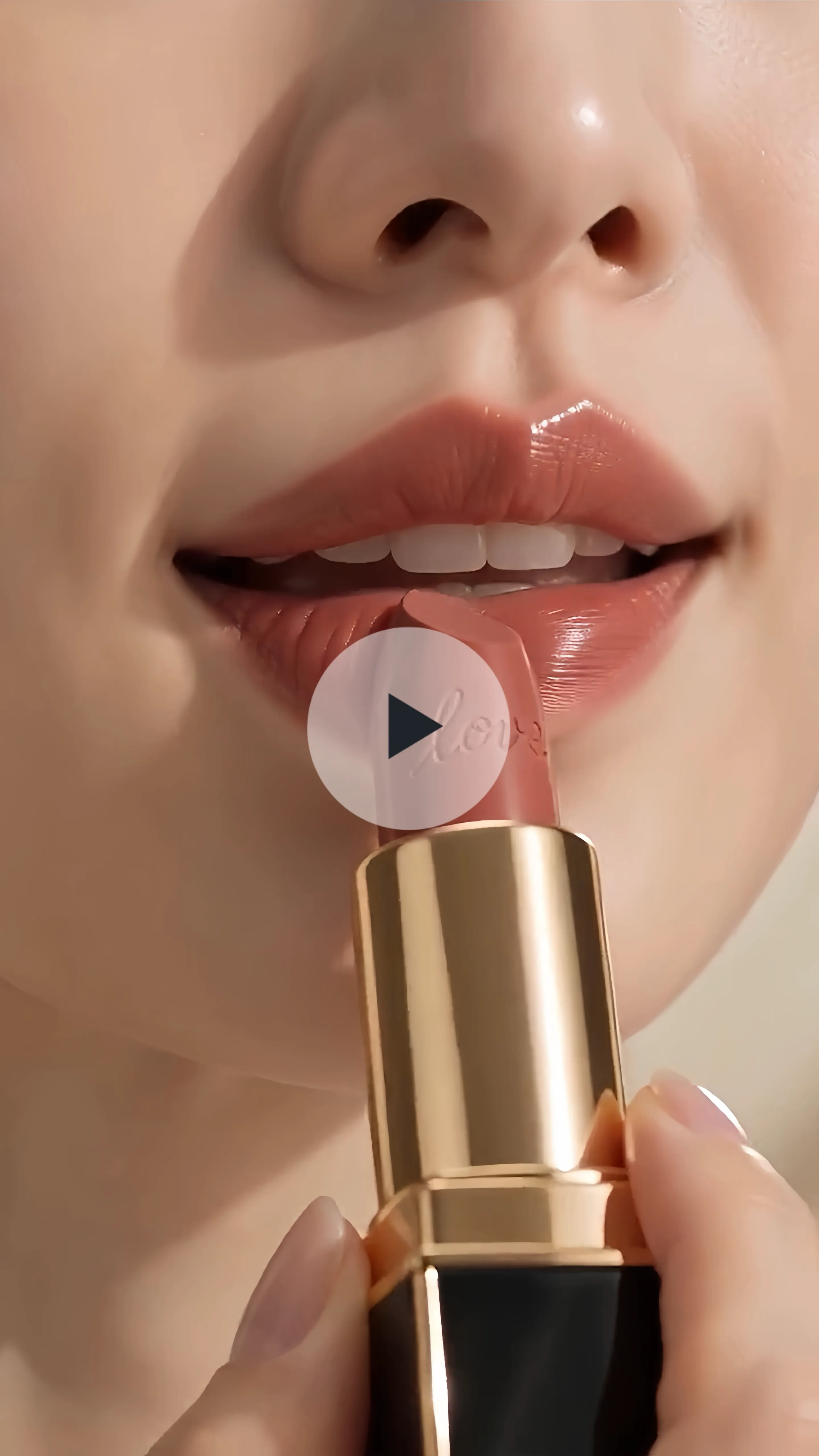 Elegant macro close up video ad showcasing rich lipstick texture and luxury carving