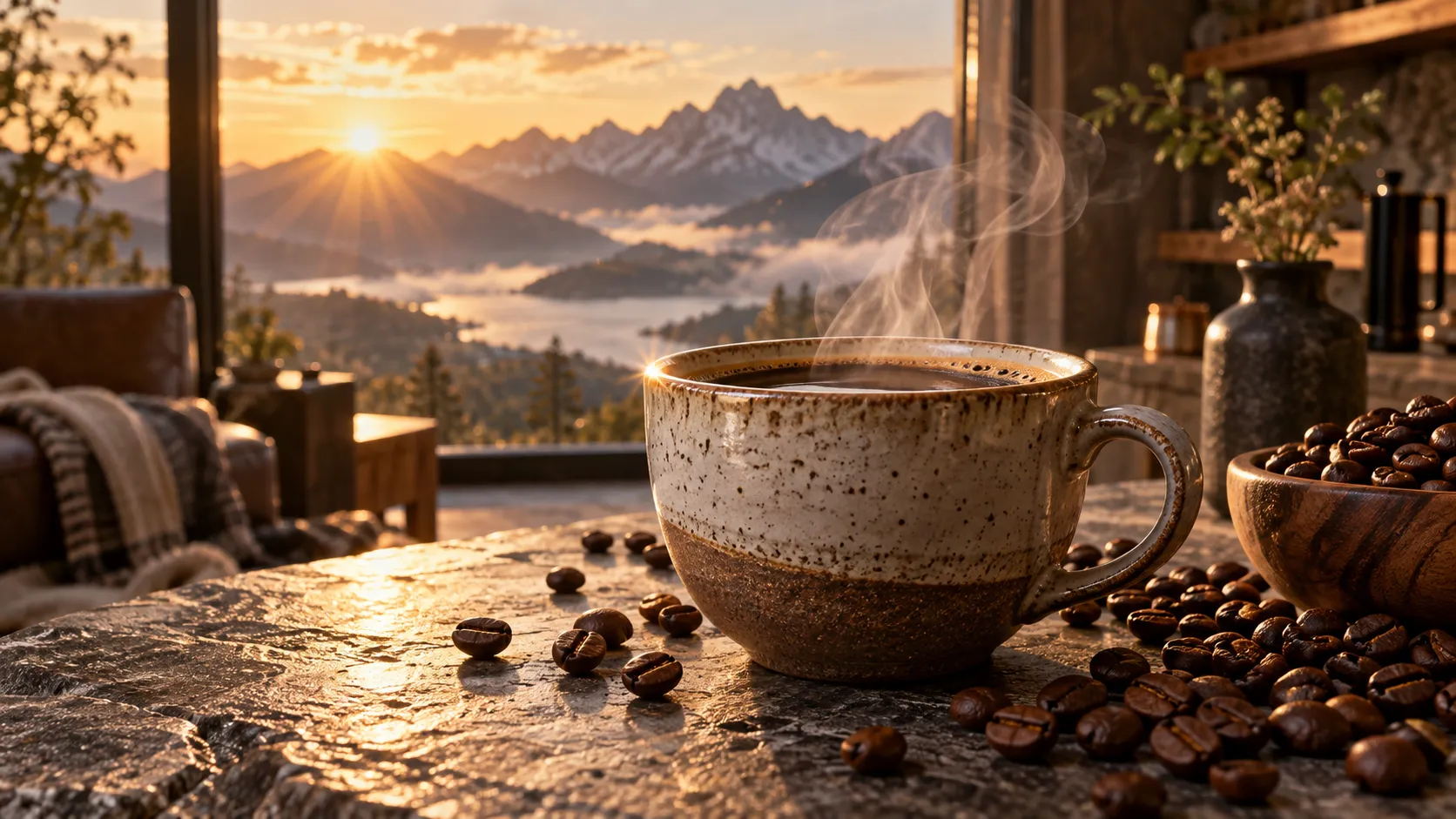 Luxury coffee commercial scene generated with AI video
