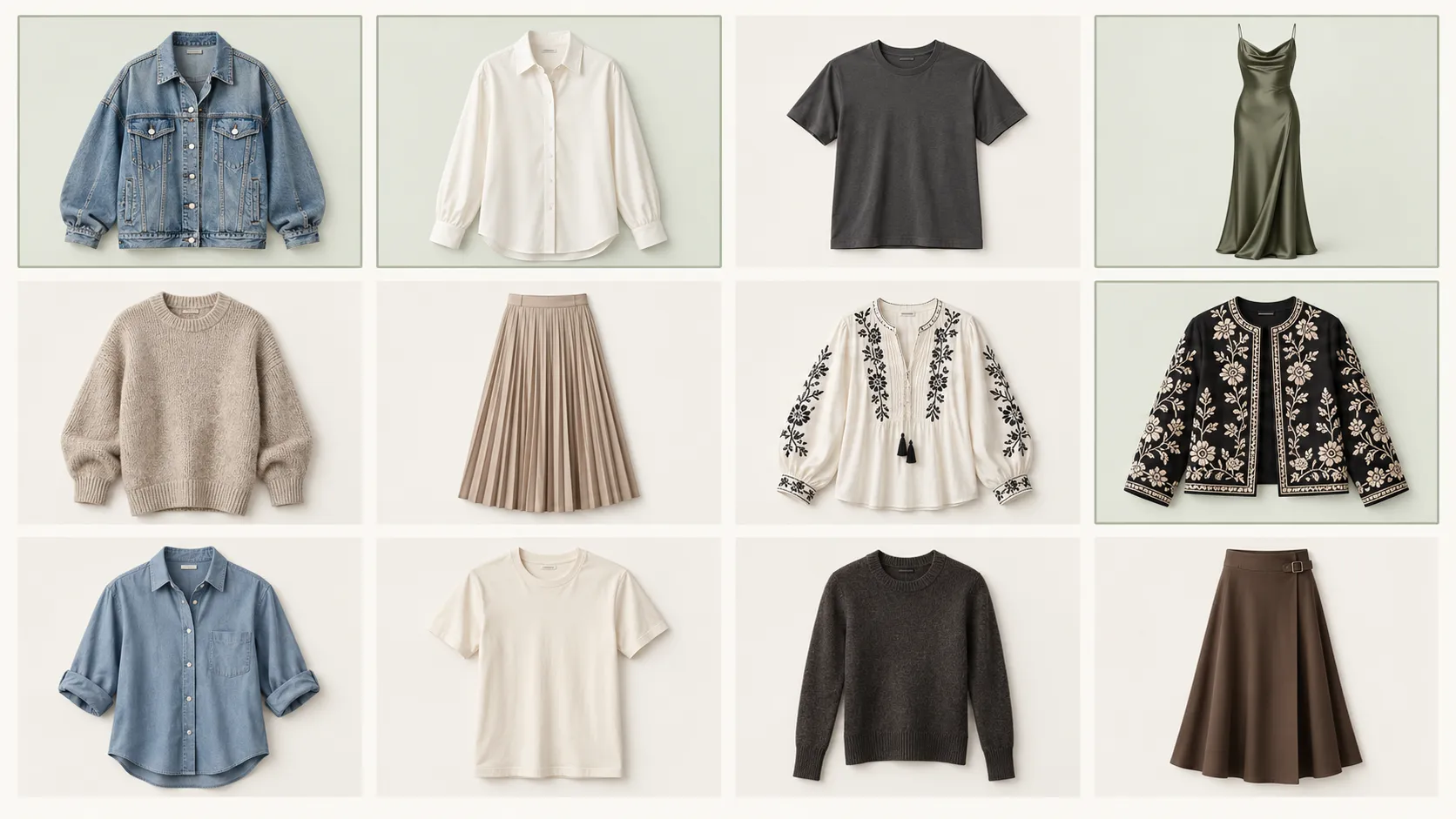 Shopify fashion product catalog showing different apparel items selected for an AI virtual try-on pilot.