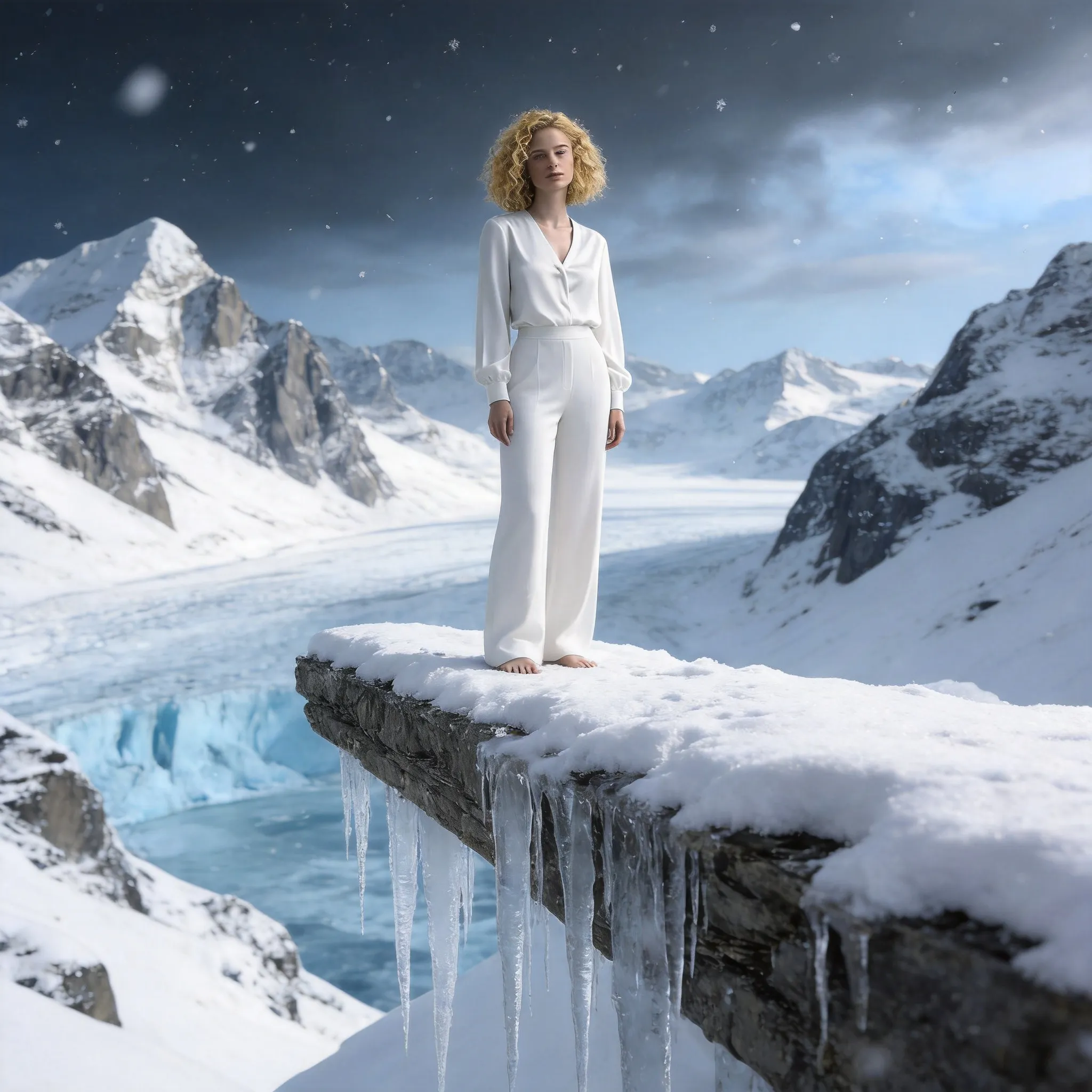 Make me a professional environmental portrait with a snow world background replacement.