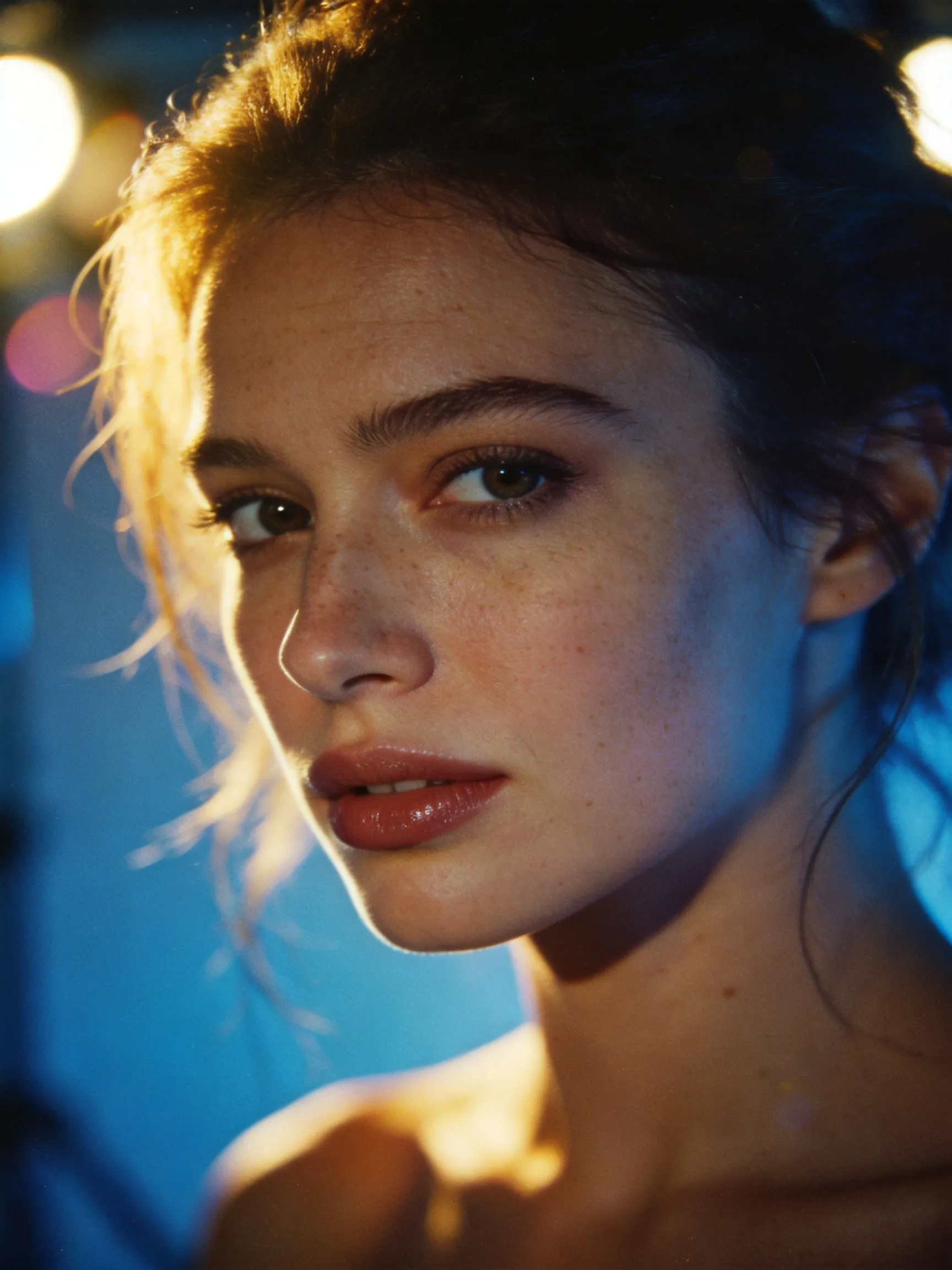 ultra realistic portrait photo of a young woman, natural skin texture with visible pores, soft cinematic lighting, shallow depth of field, 85mm lens, DSLR photography, photorealistic, studio background