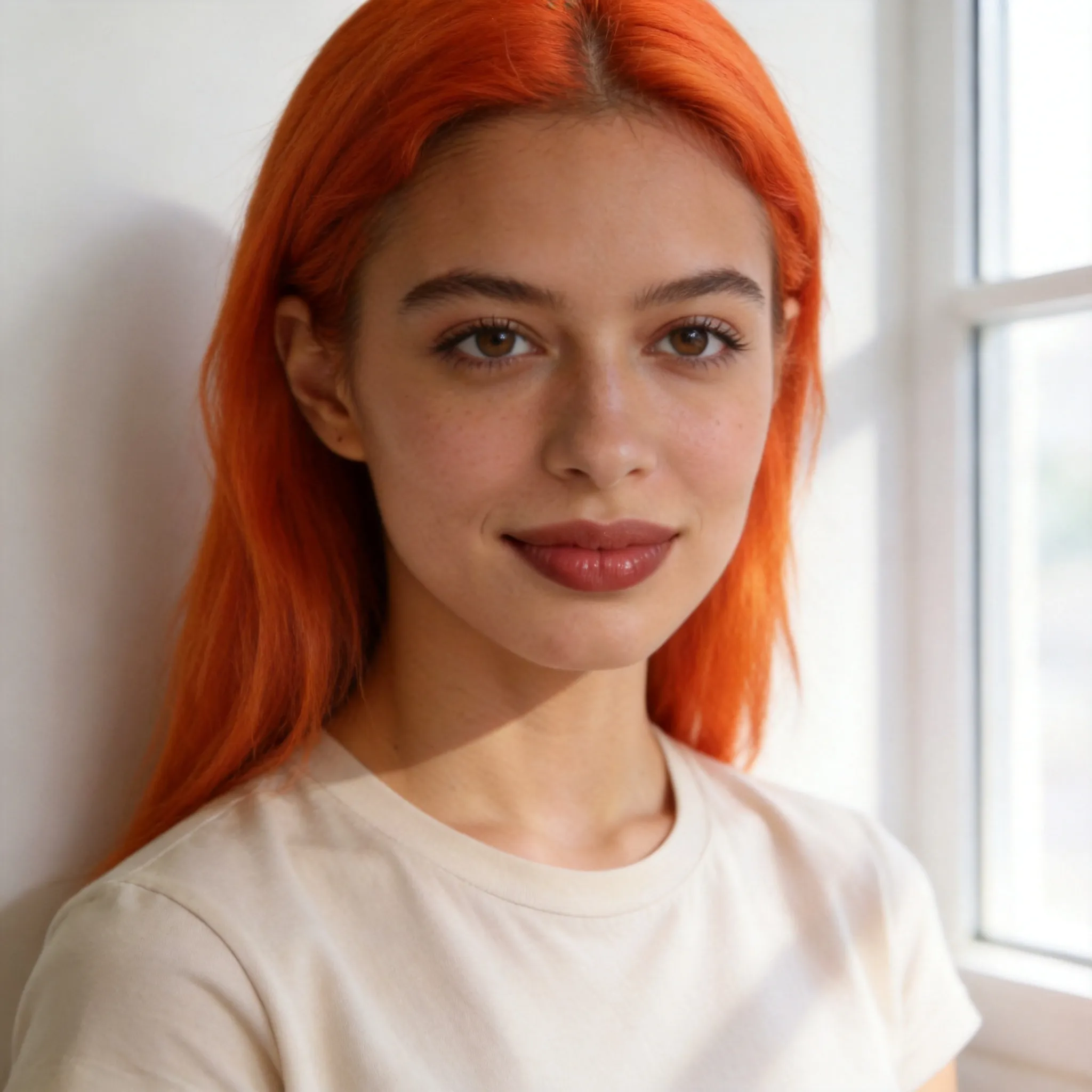 Change my hair color to orange.