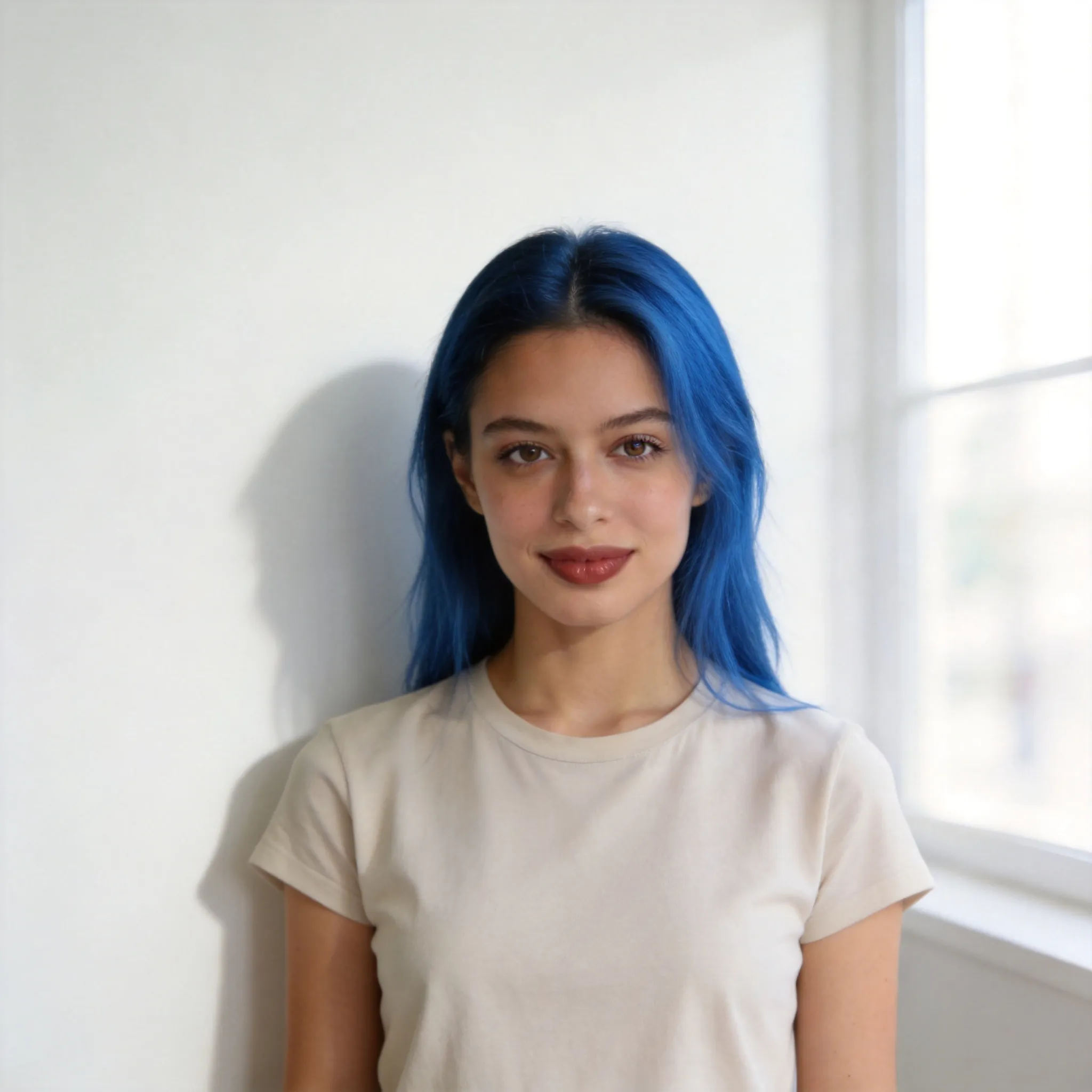 Change my hair color to blue.