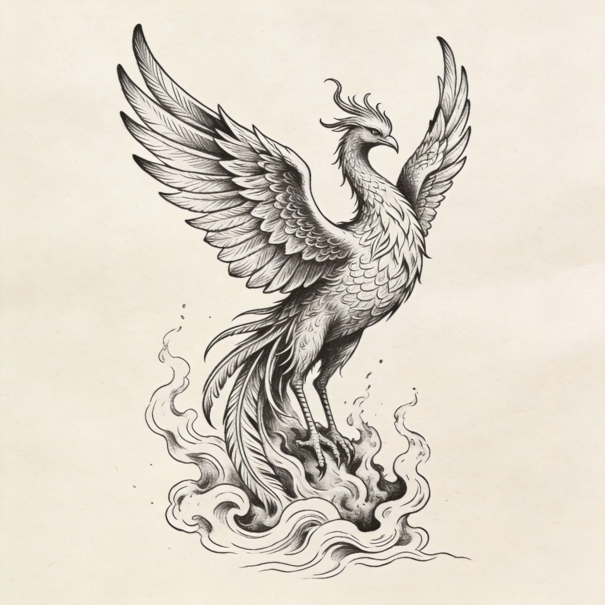 Tattoo of Phoenix Rising From The Ashes