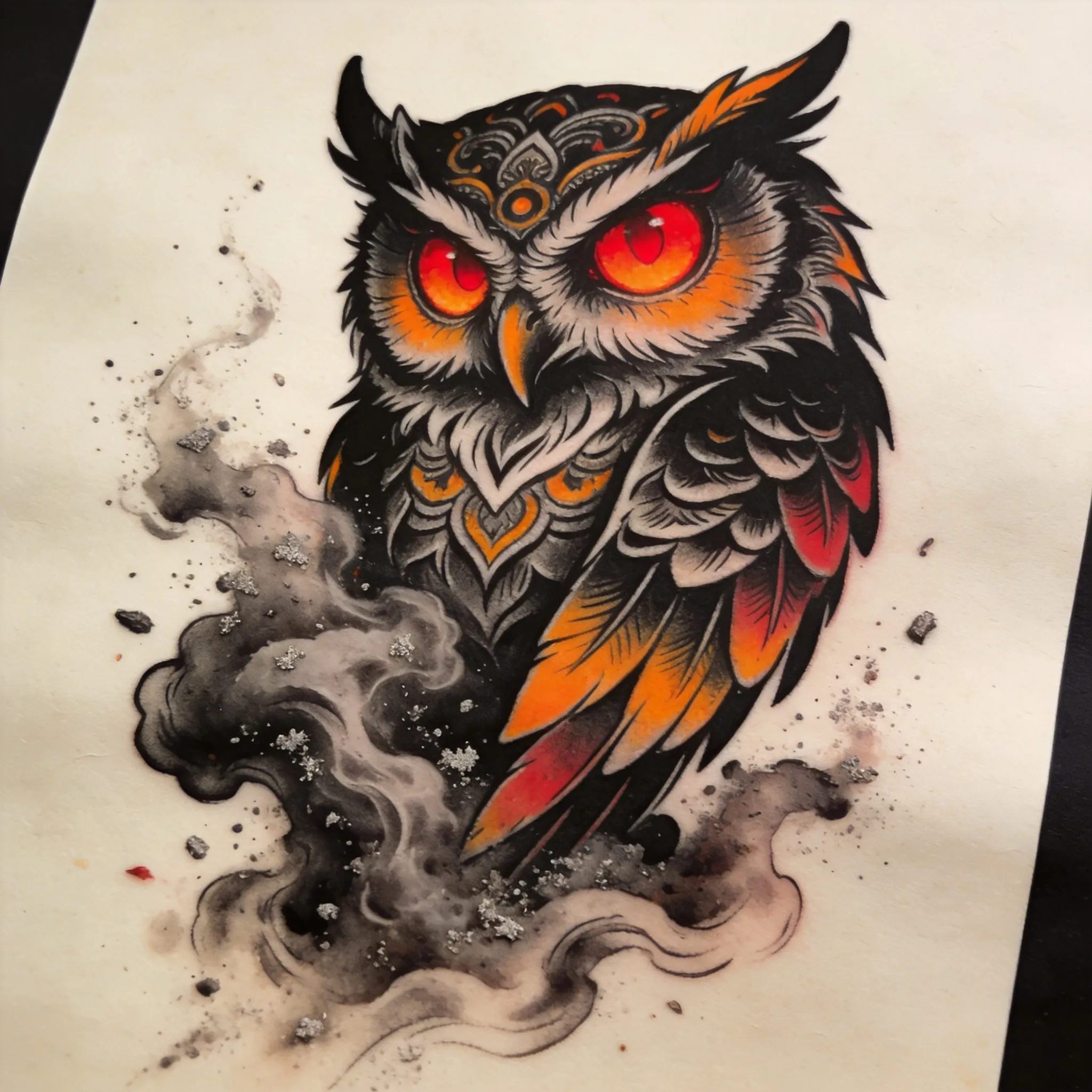 Tattoo of Owl From The Ashes