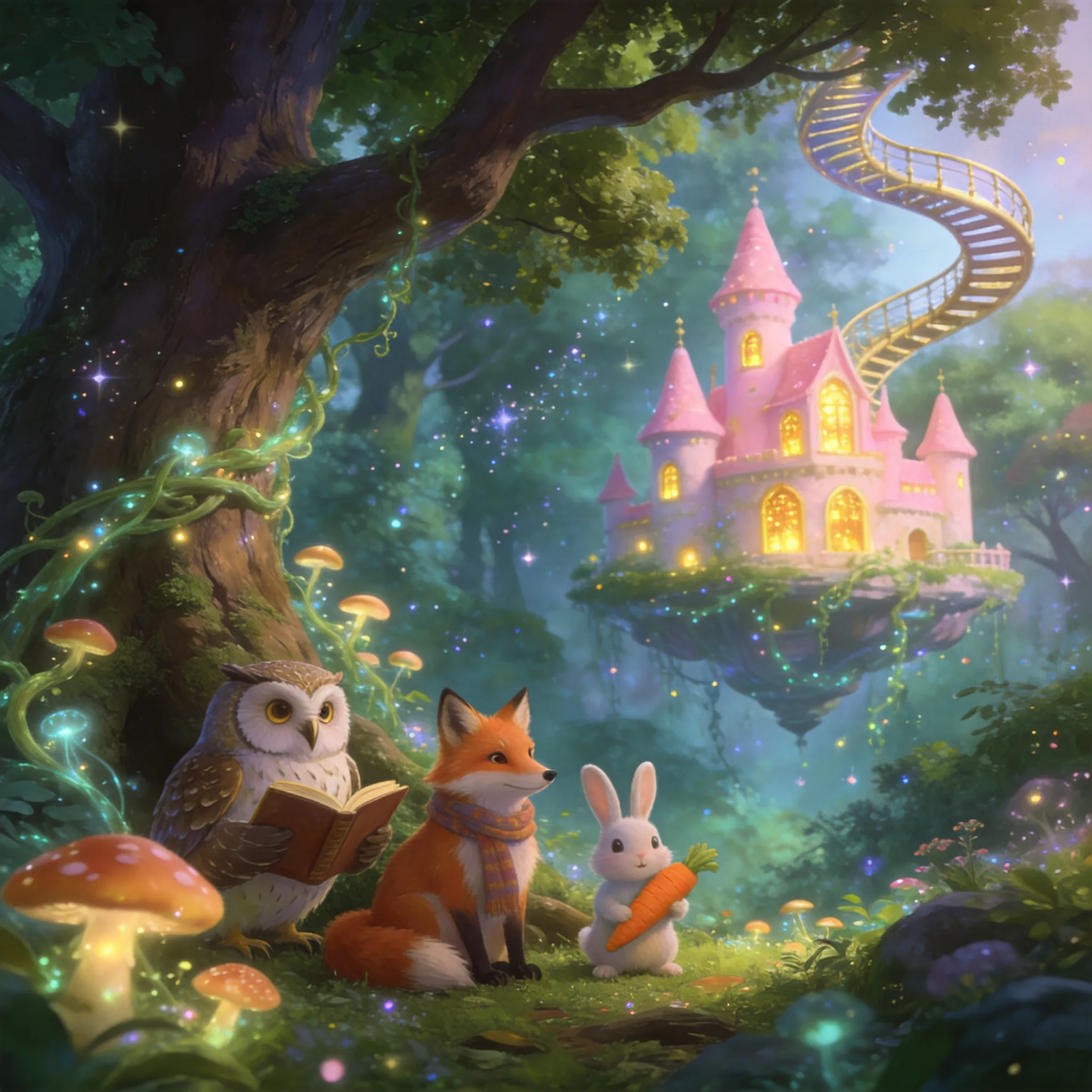 Magical forest, talking animals, floating castle