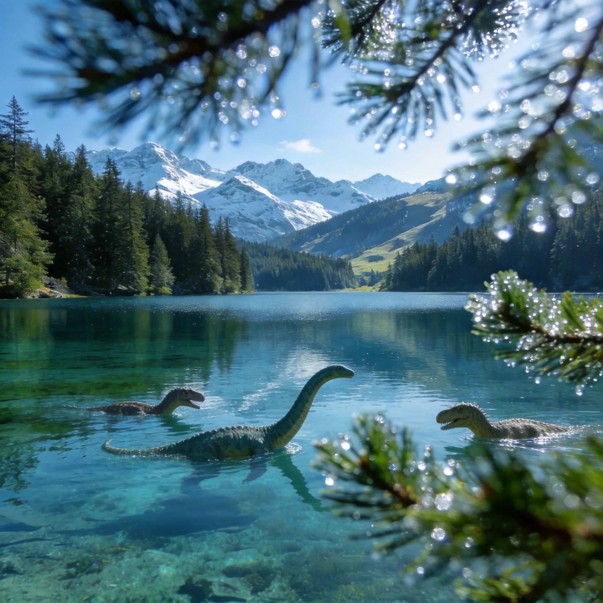 Add dinosaurs in the water.