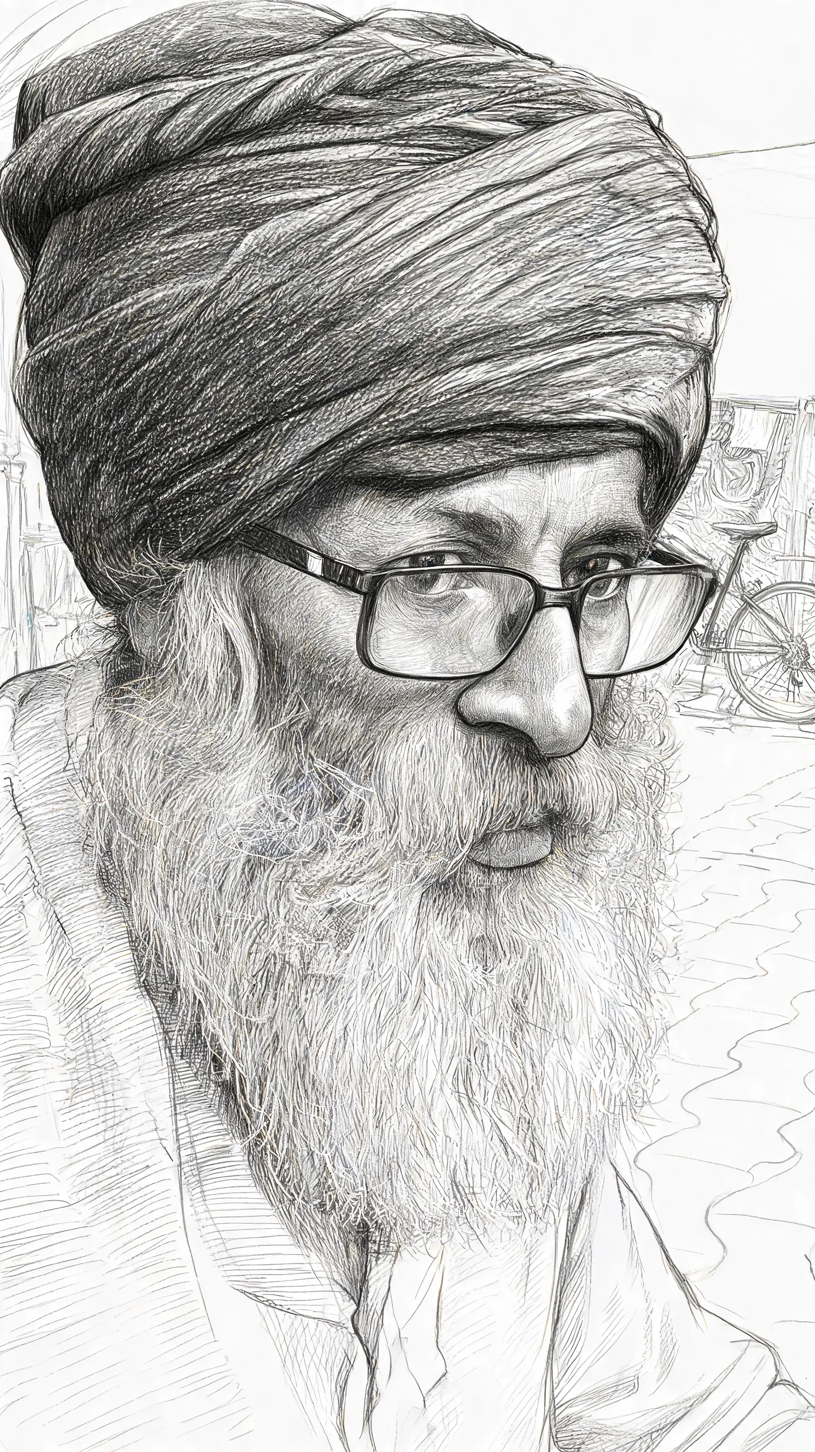 Recreate the uploaded portrait photo as a hyper-realistic line sketch. Focus the entire rendering on the face: use pencil lines of varying density, weight, and hatching to draw every shadow, highlight, and facial detail—there should be no soft, blended shading, only linework defining light and dark. Keep contour lines sharp and expressive, use layered cross-hatching to build volume and texture, and maintain the character’s exact likeness and expression. The rest of the portrait and background should be simple and unobtrusive, so all attention stays on the linework of the face. Hand-drawn, authentic pencil sketch texture, high detail, pure black and white, no distortion.