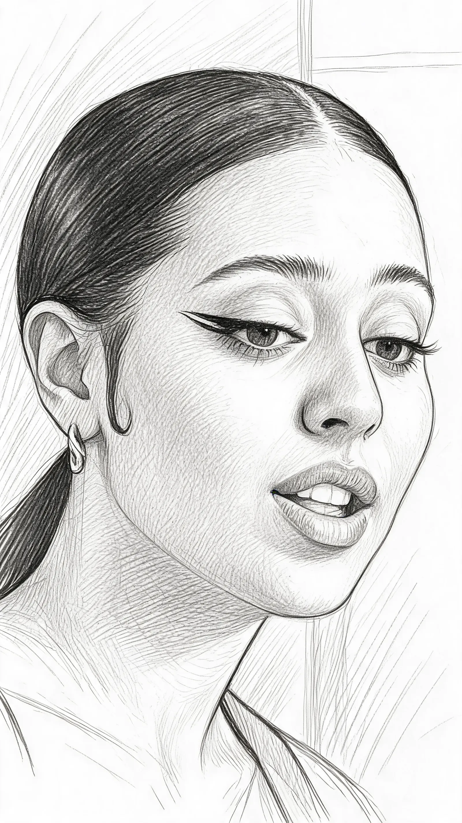 Recreate the uploaded portrait photo as a hyper-realistic line sketch. Focus the entire rendering on the face: use pencil lines of varying density, weight, and hatching to draw every shadow, highlight, and facial detail—there should be no soft, blended shading, only linework defining light and dark. Keep contour lines sharp and expressive, use layered cross-hatching to build volume and texture, and maintain the character’s exact likeness and expression. The rest of the portrait and background should be simple and unobtrusive, so all attention stays on the linework of the face. Hand-drawn, authentic pencil sketch texture, high detail, pure black and white, no distortion.