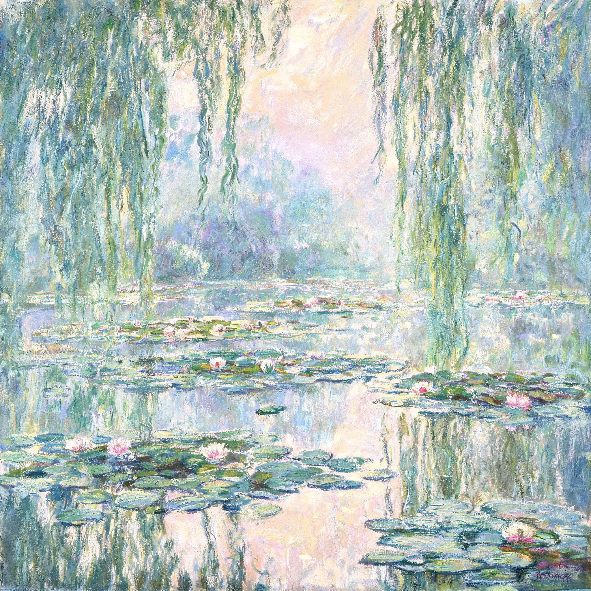 Monet's water lily pond, soft light and shadows