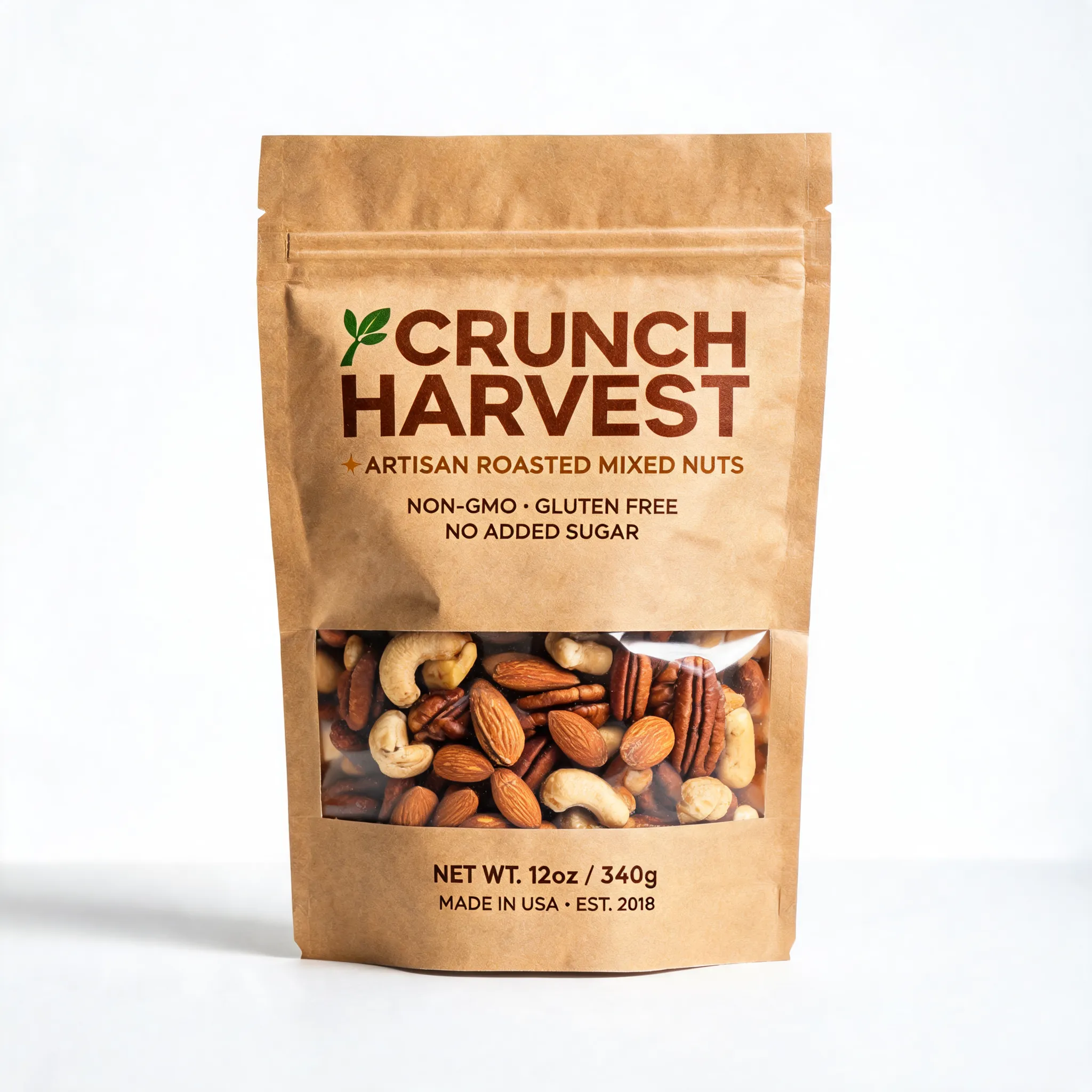 Food packaging design, product visualization, material texture, brand presentation