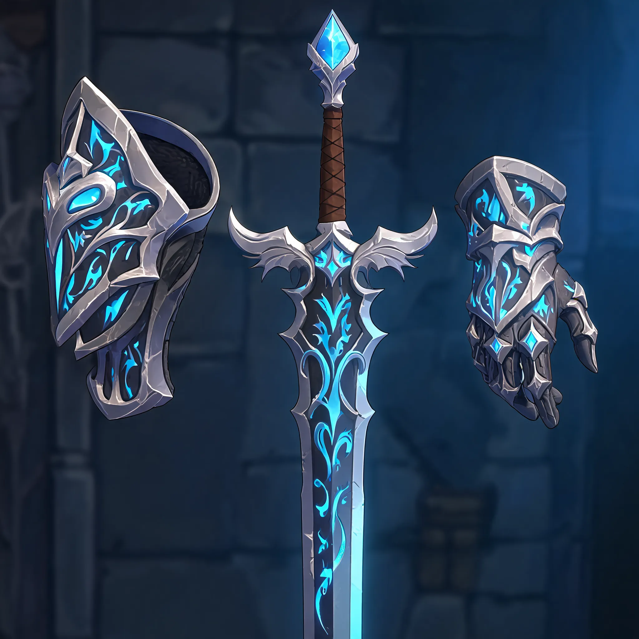 Game character equipment, fantasy gear modeling, weapon design, stylized rendering