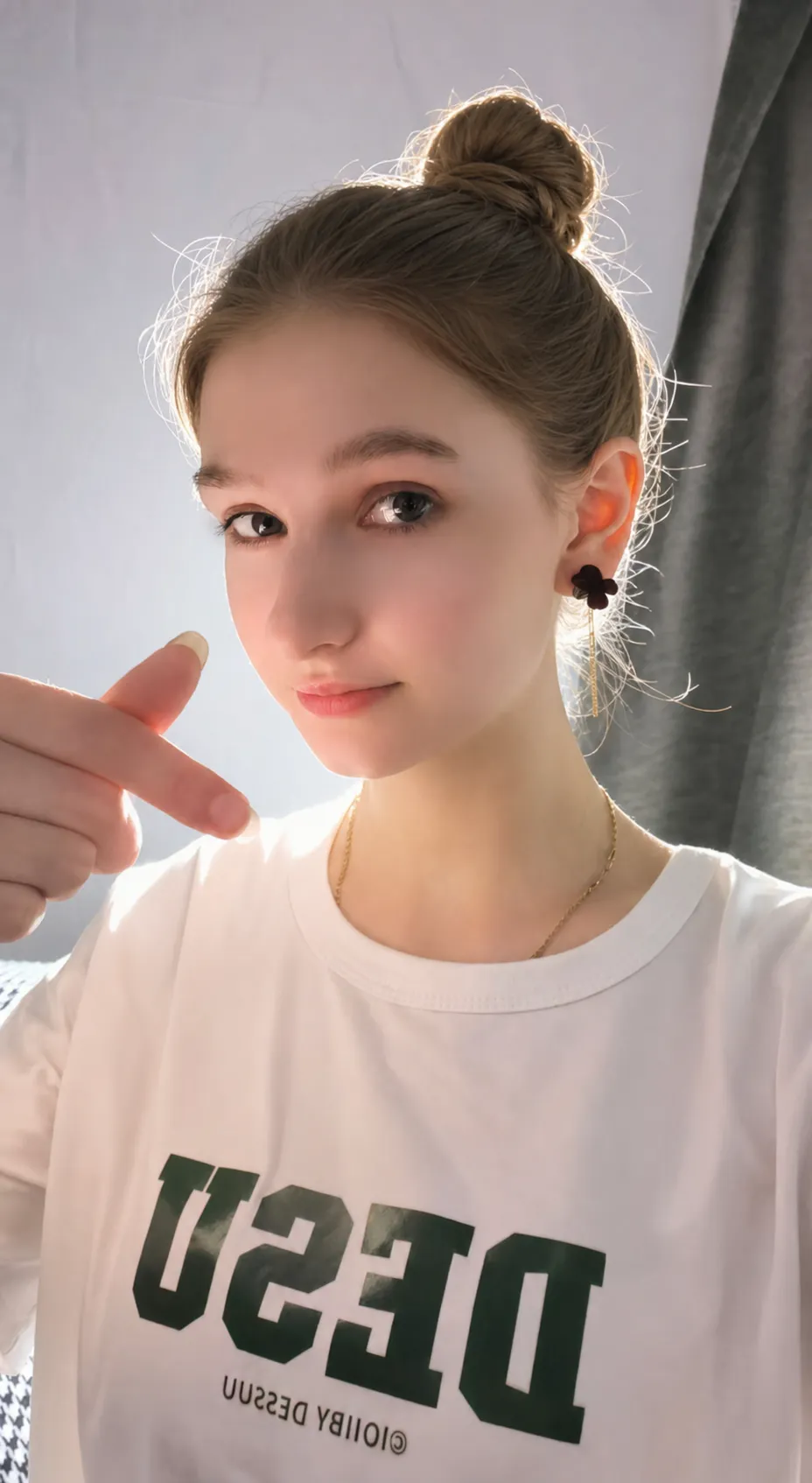 Change my hair style to Top Bun.