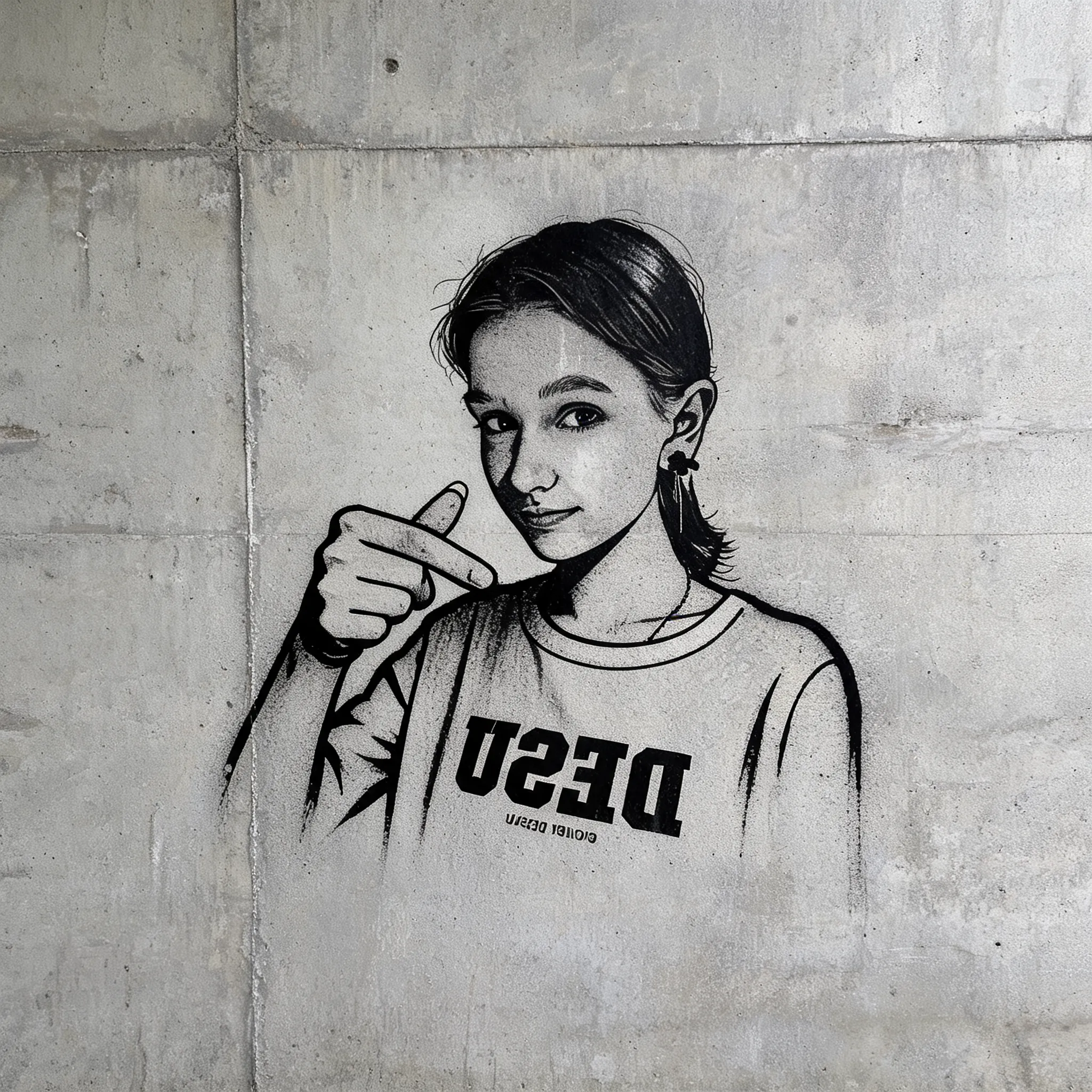 Convert the upload image into graffiti with stencil art on the wall.