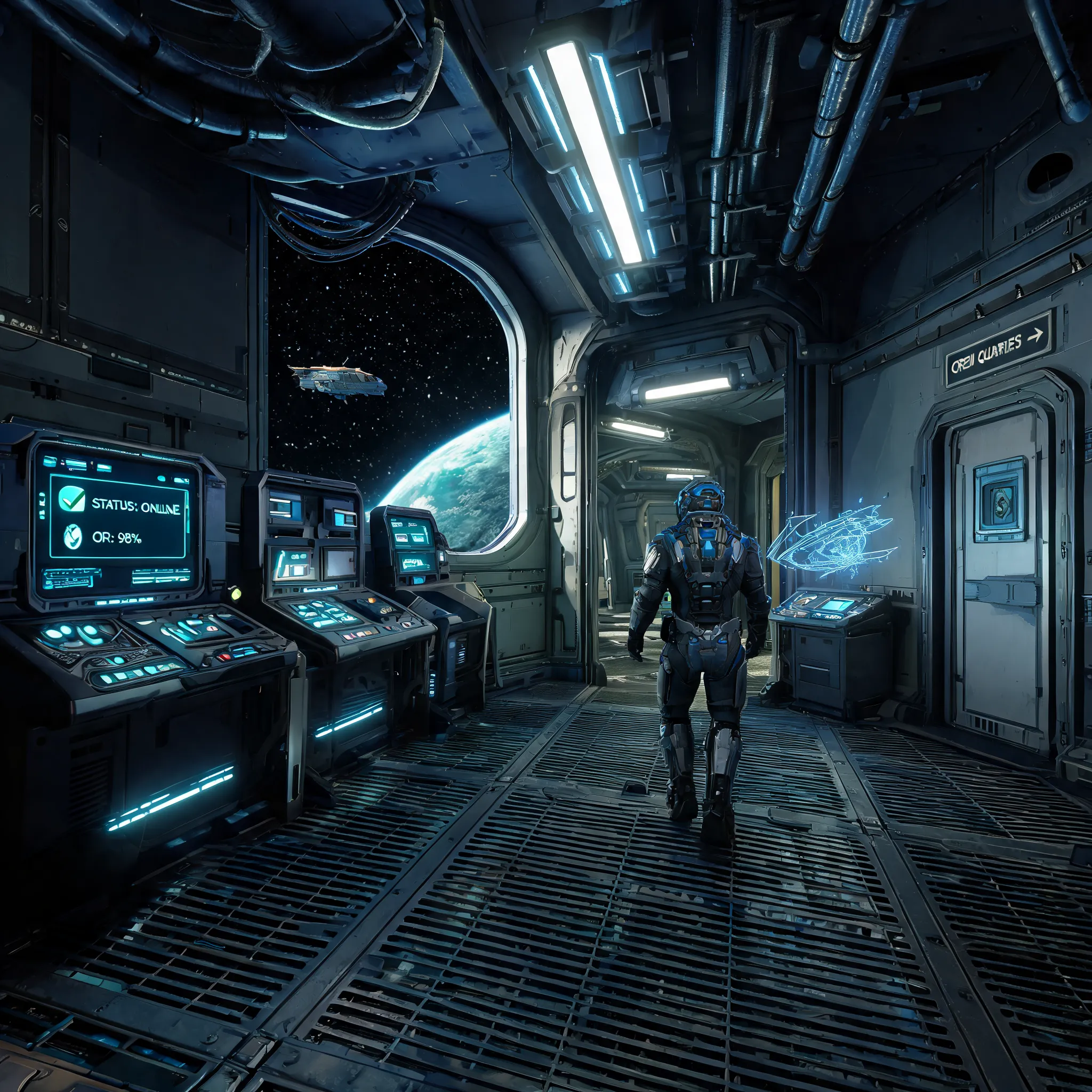 game style space station interior