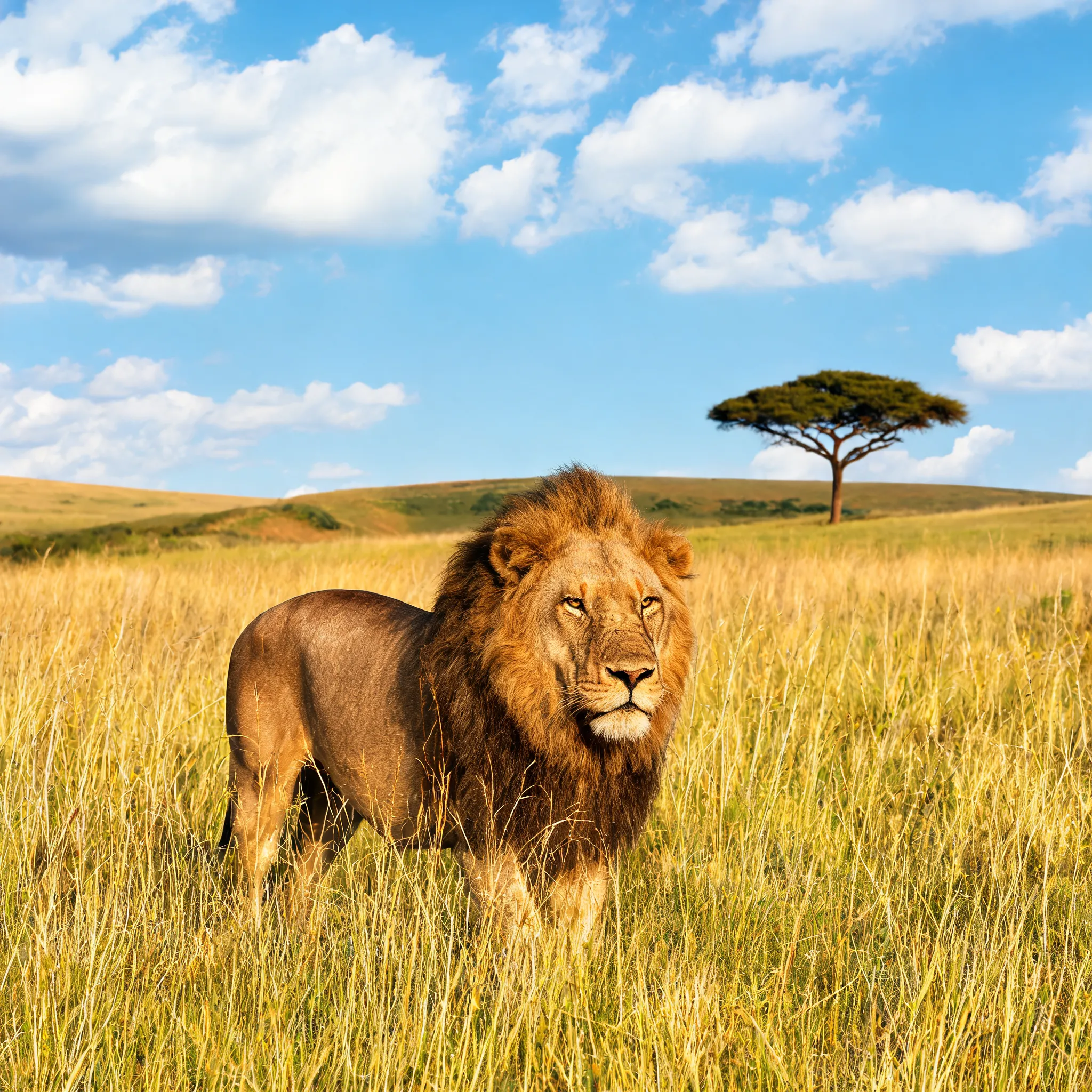 There is a lion on the grassland