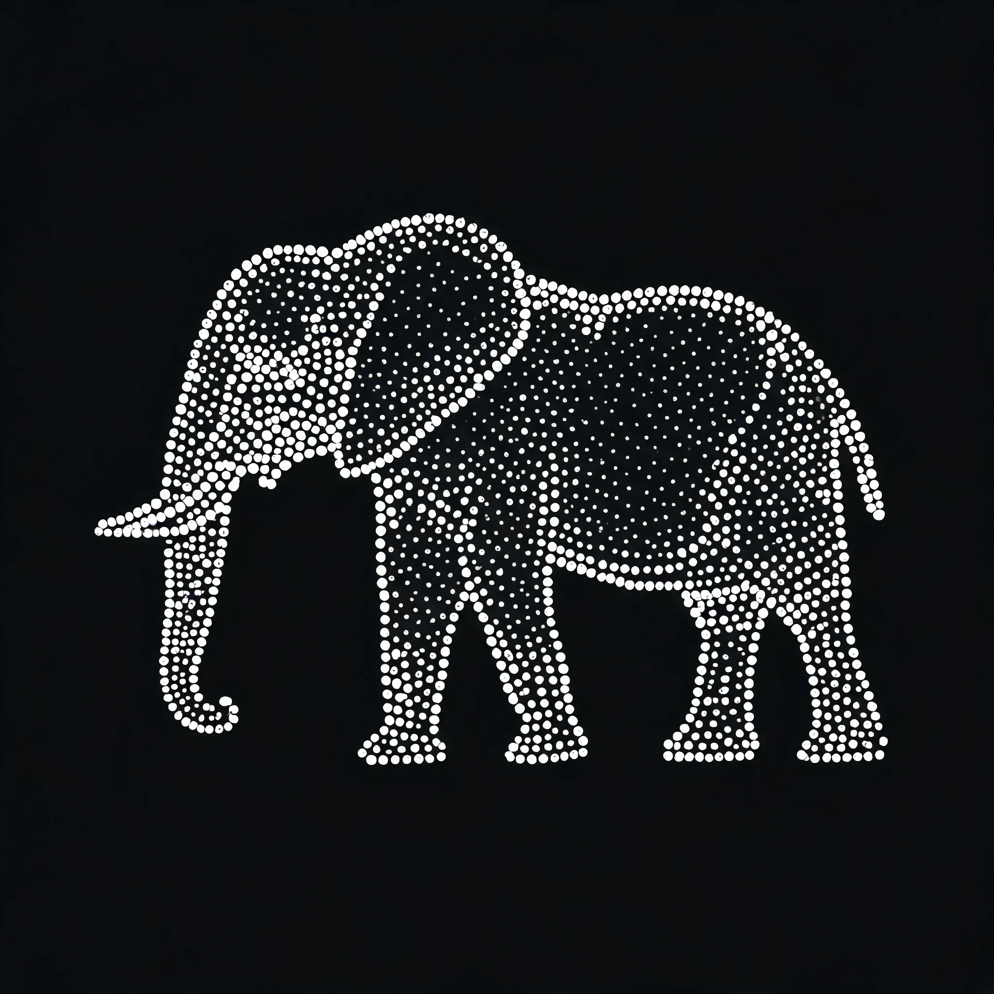 Elephant silhouette made of dots