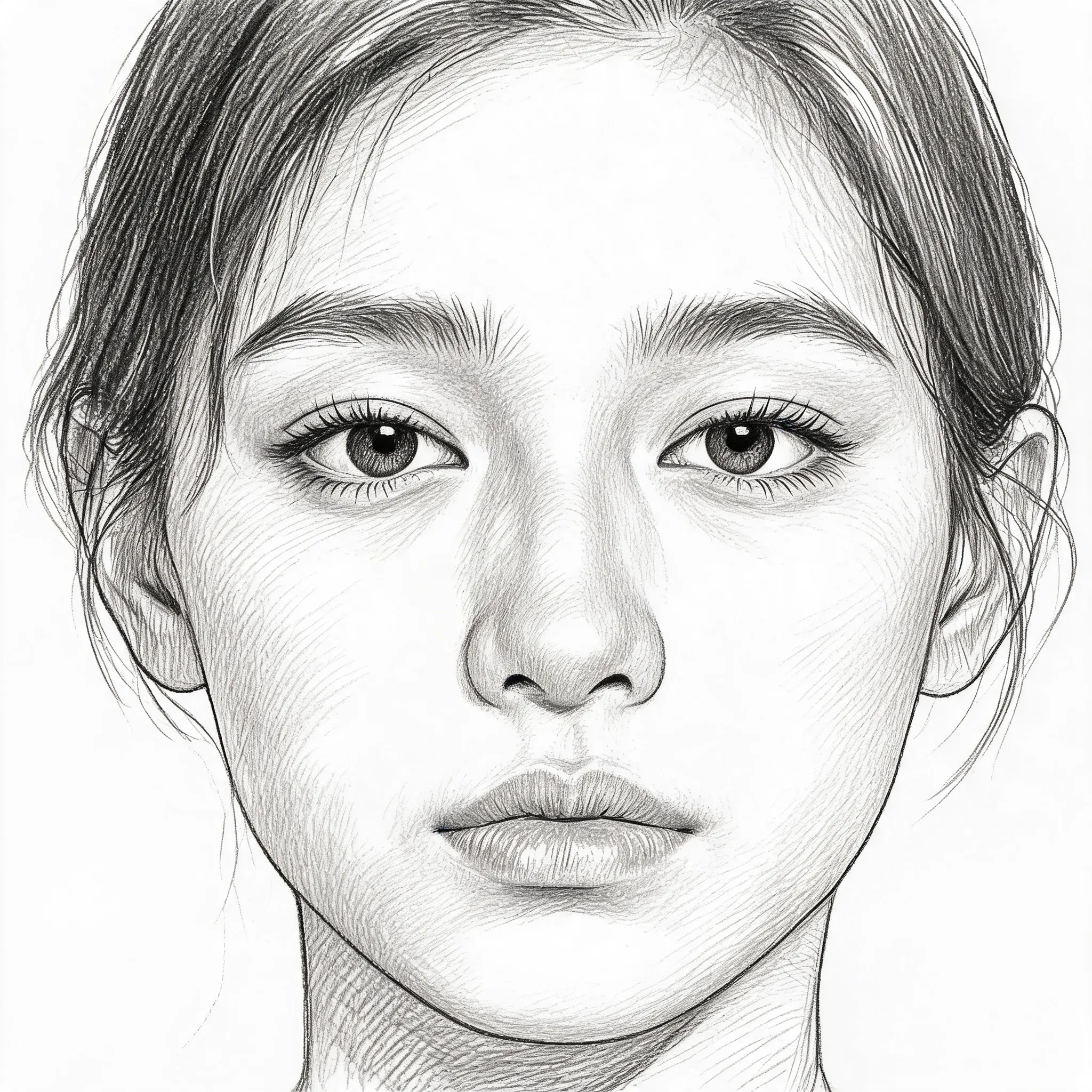 Recreate the uploaded portrait photo as a hyper-realistic line sketch. Focus the entire rendering on the face: use pencil lines of varying density, weight, and hatching to draw every shadow, highlight, and facial detail—there should be no soft, blended shading, only linework defining light and dark. Keep contour lines sharp and expressive, use layered cross-hatching to build volume and texture, and maintain the character’s exact likeness and expression. The rest of the portrait and background should be simple and unobtrusive, so all attention stays on the linework of the face. Hand-drawn, authentic pencil sketch texture, high detail, pure black and white, no distortion.