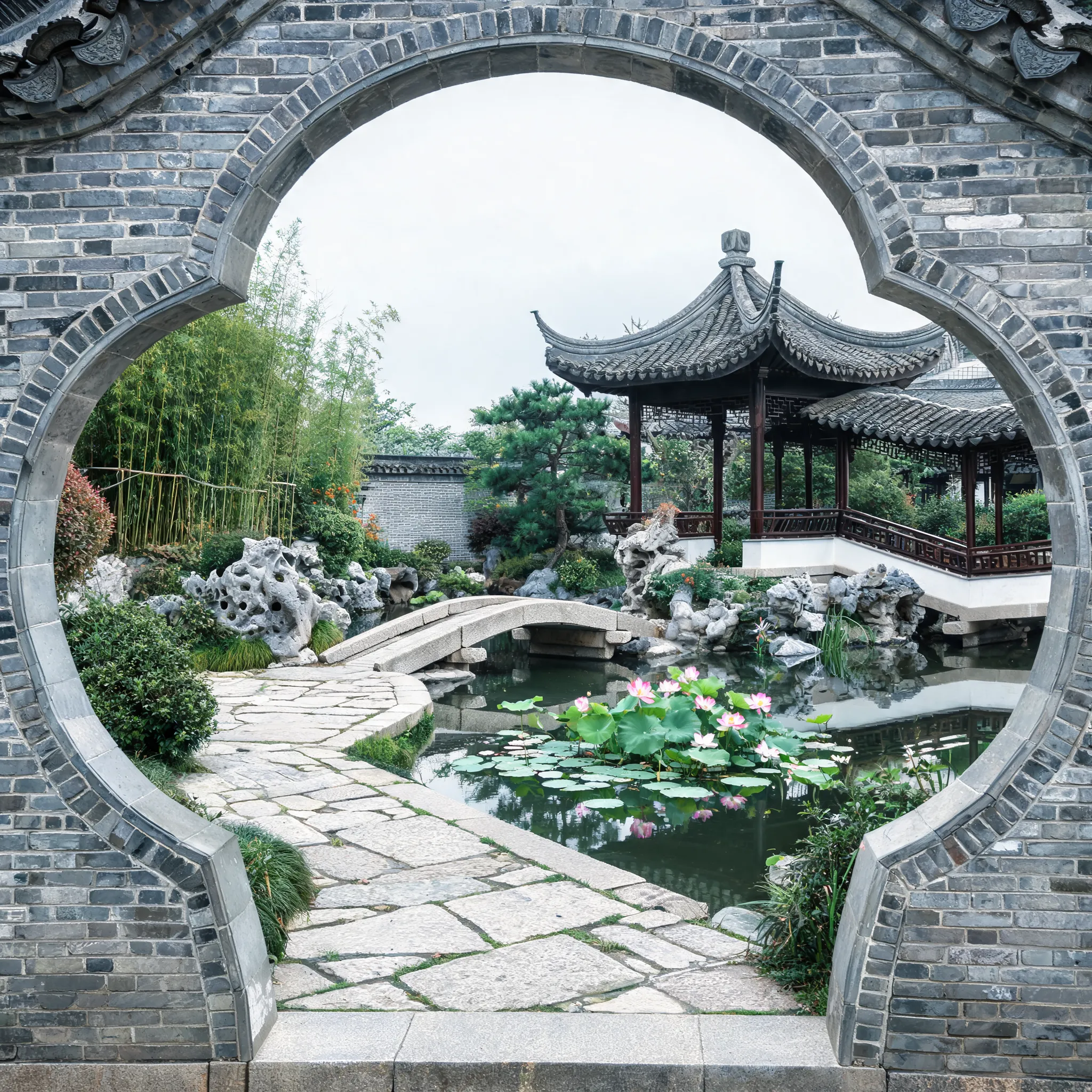 Traditional Chinese garden layout, architectural visualization, terrain modeling, landscape design