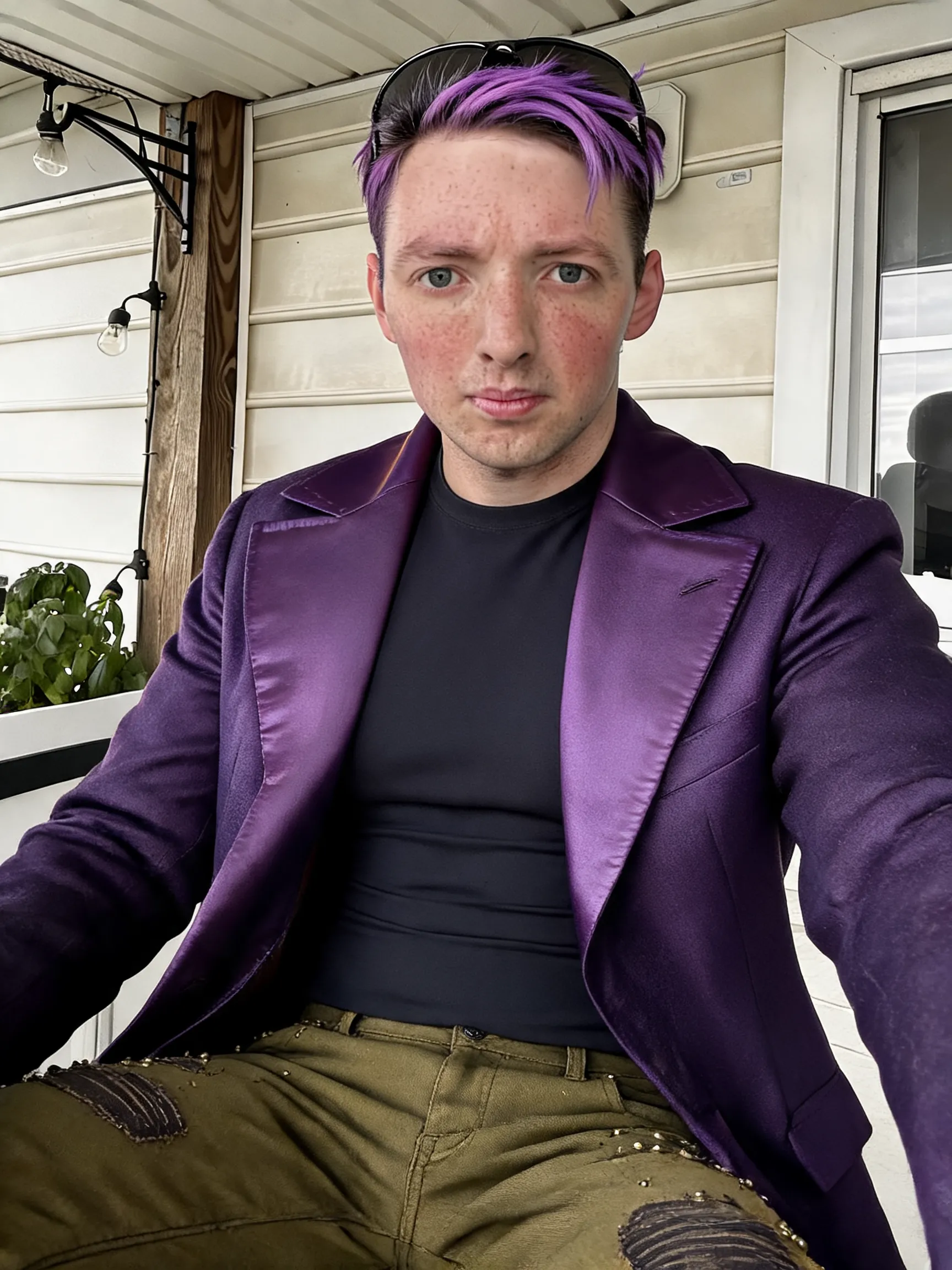 Try this clothing item on the person in the photo.