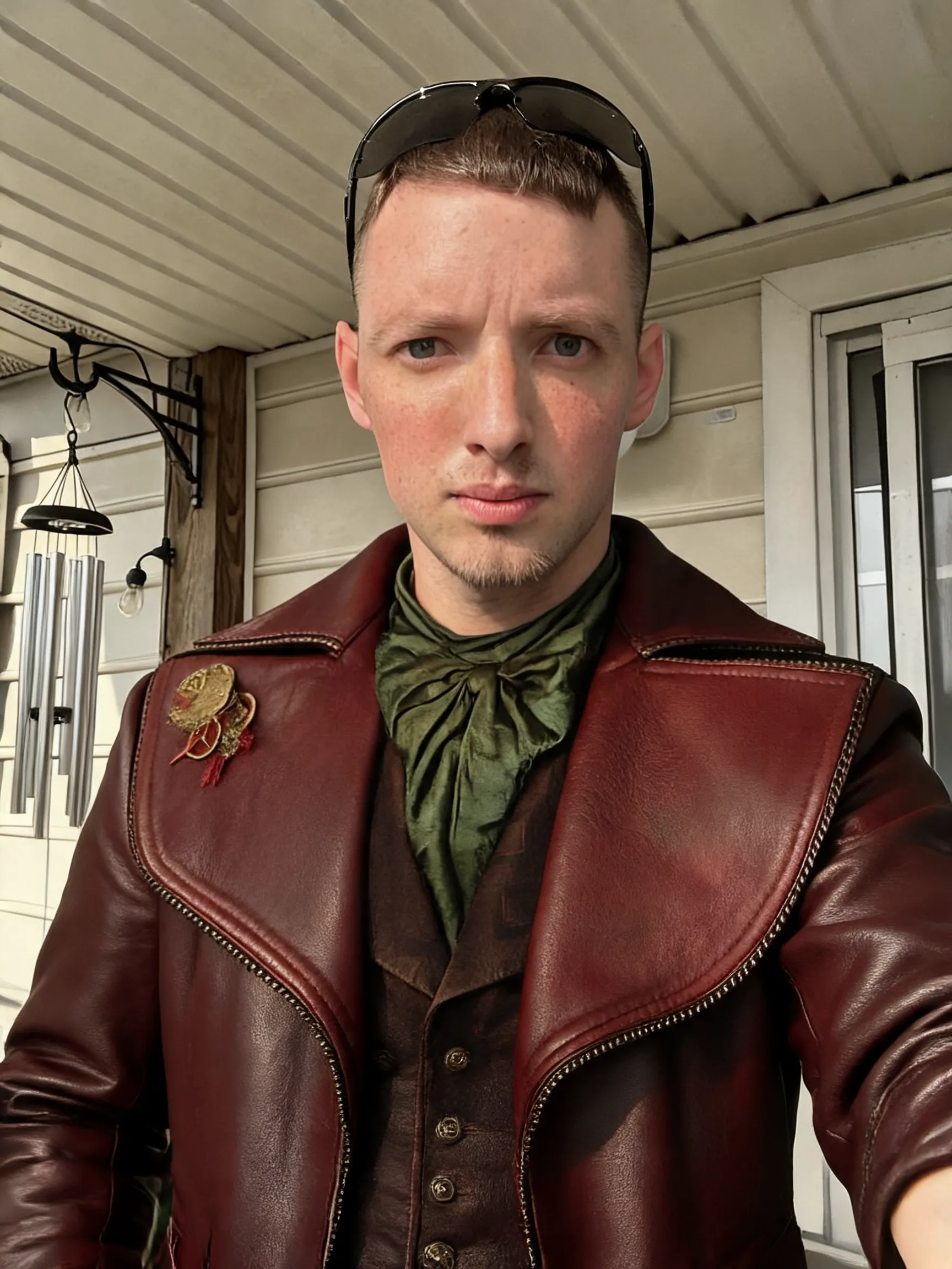 Try this clothing item on the person in the photo.