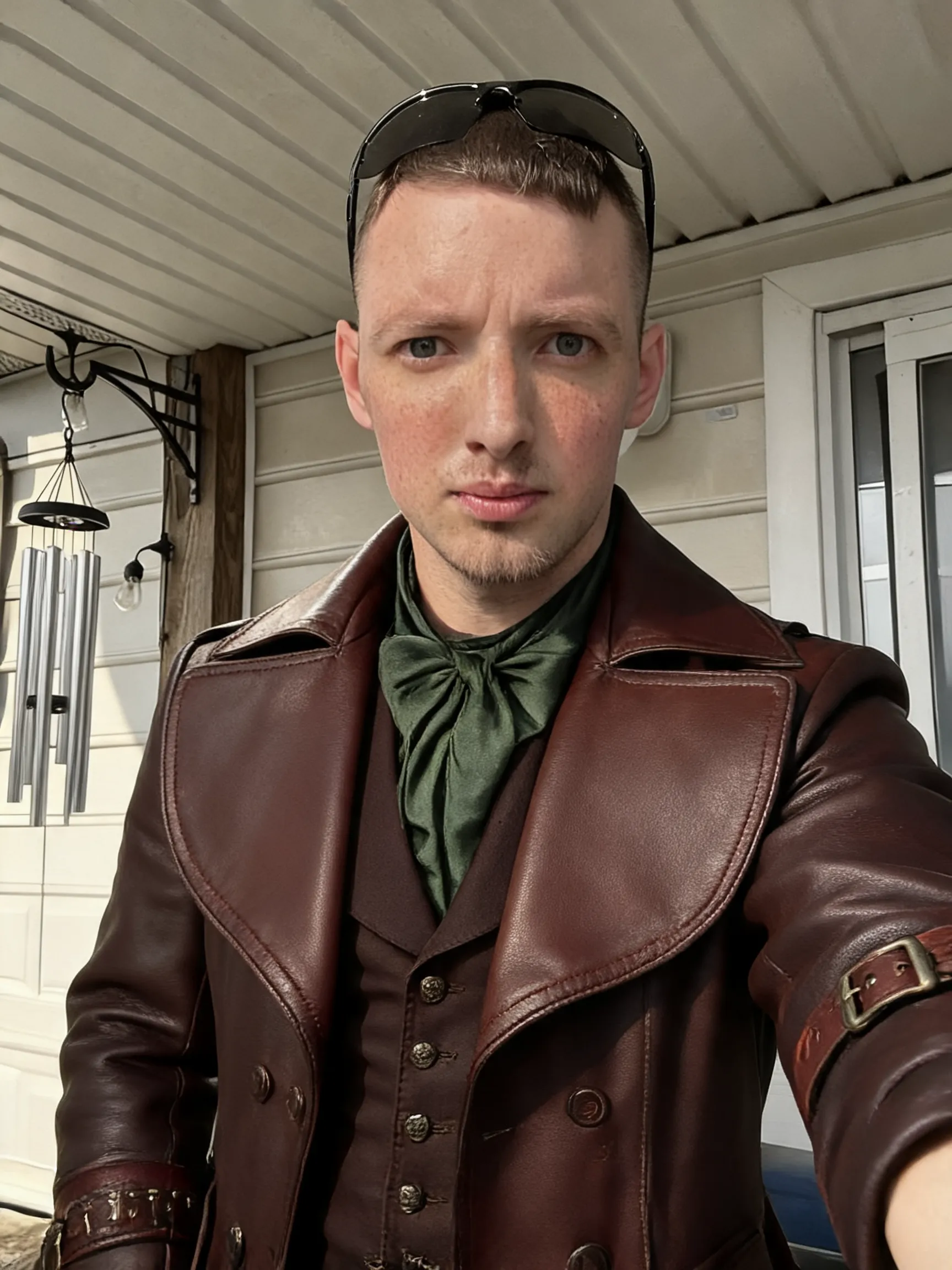Try this clothing item on the person in the photo.