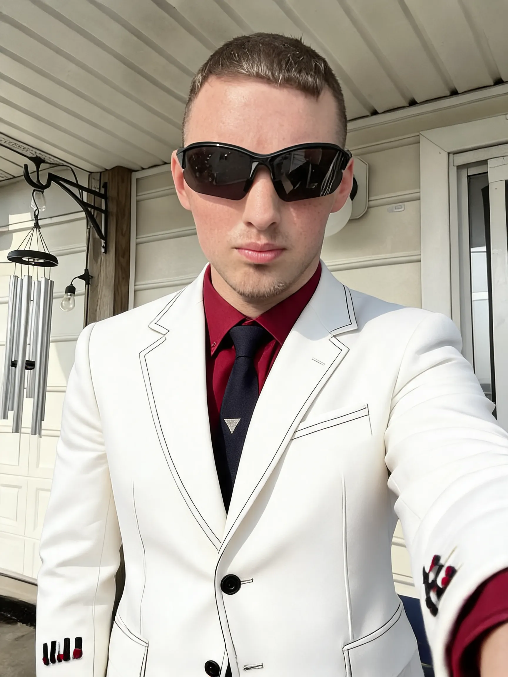 Try this clothing item on the person in the photo.
