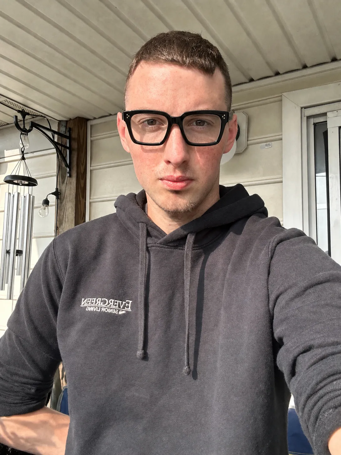 Try this glasses item on the person in the photo.